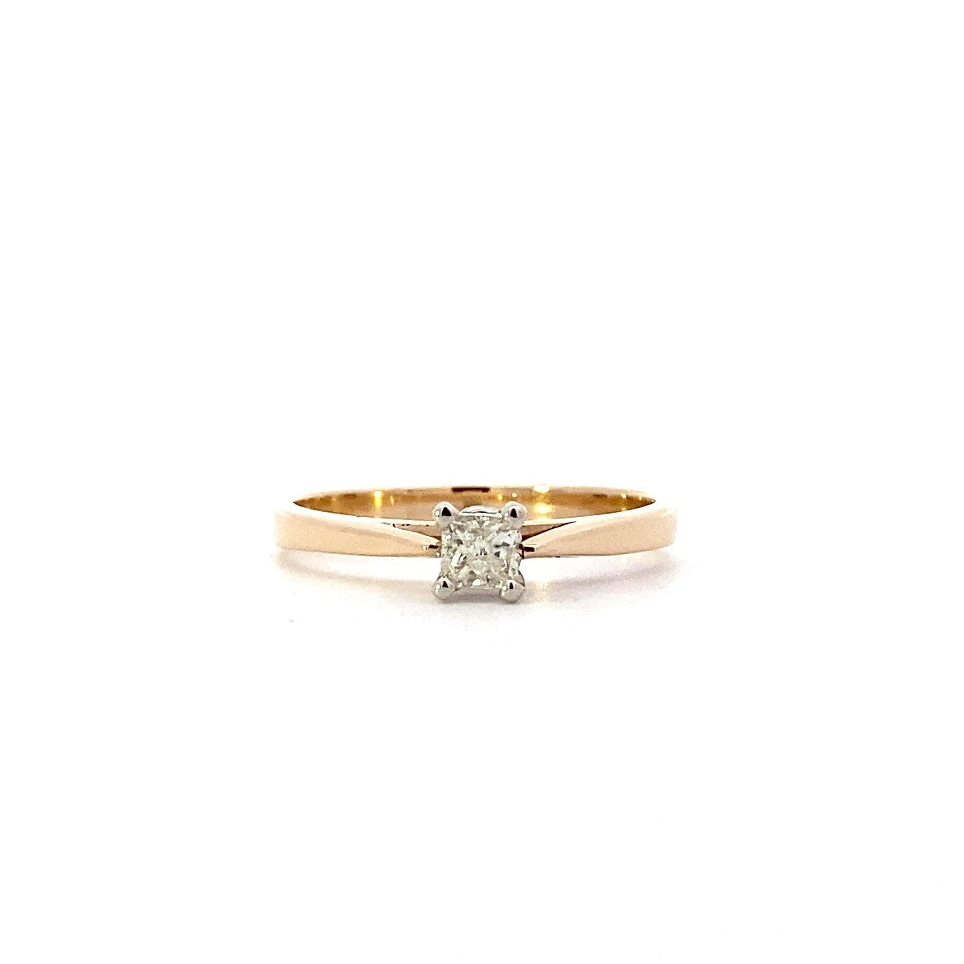 10K Yellow & White Gold Women's Diamond Solitaire Ring - 0.25ct - ipawnishop.com