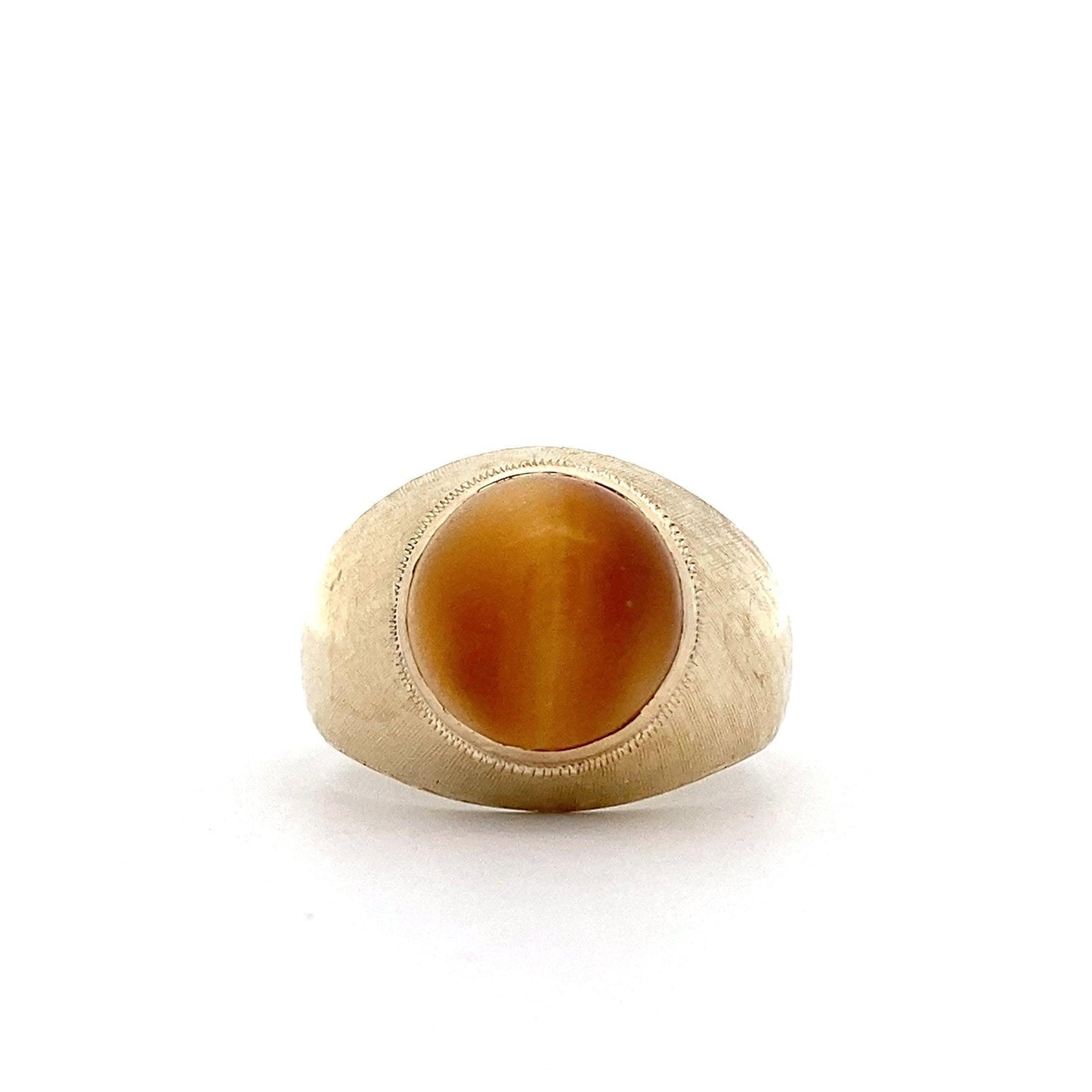 10K Yellow Gold 12MM Round Tiger's Eye Quartz Ring - ipawnishop.com