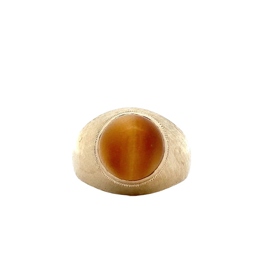 10K Yellow Gold 12MM Round Tiger's Eye Quartz Ring - ipawnishop.com