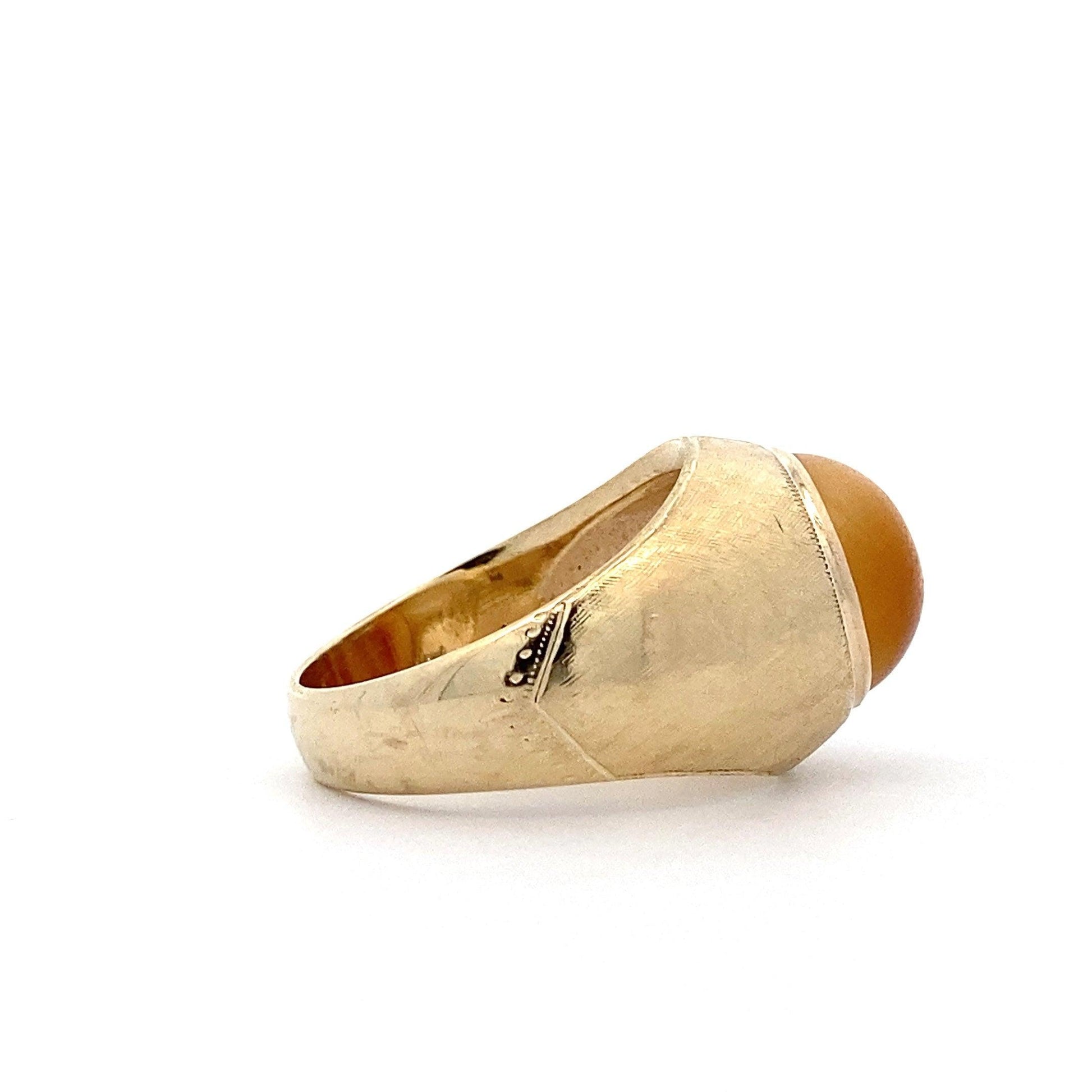 10K Yellow Gold 12MM Round Tiger's Eye Quartz Ring - ipawnishop.com