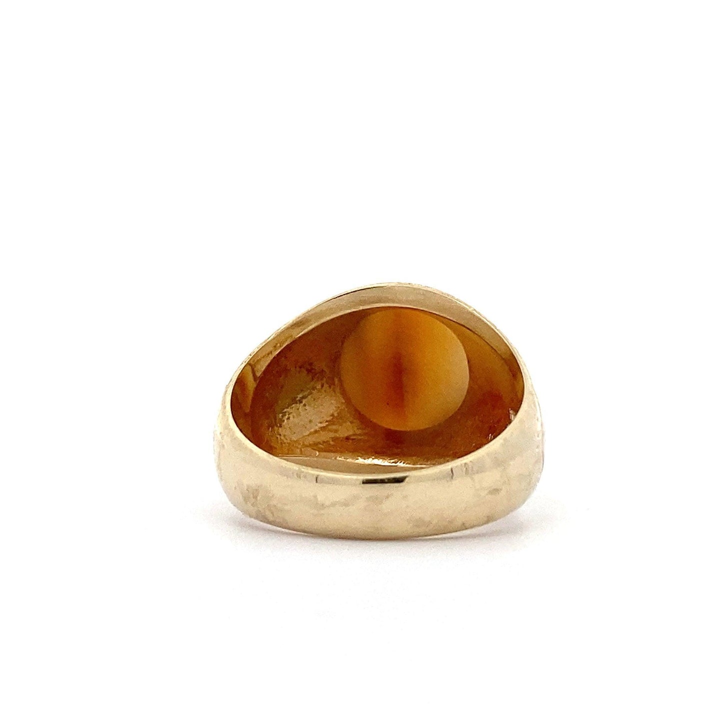 10K Yellow Gold 12MM Round Tiger's Eye Quartz Ring - ipawnishop.com