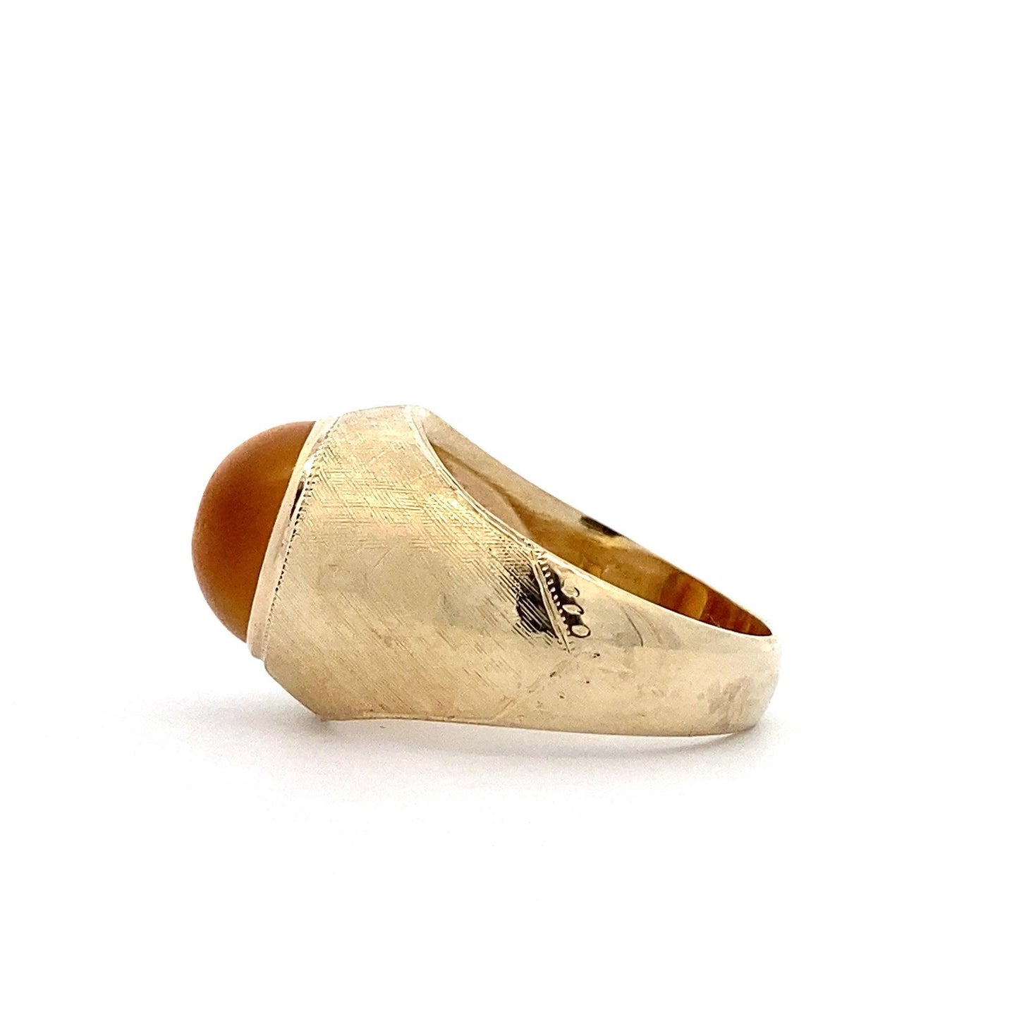 10K Yellow Gold 12MM Round Tiger's Eye Quartz Ring - ipawnishop.com