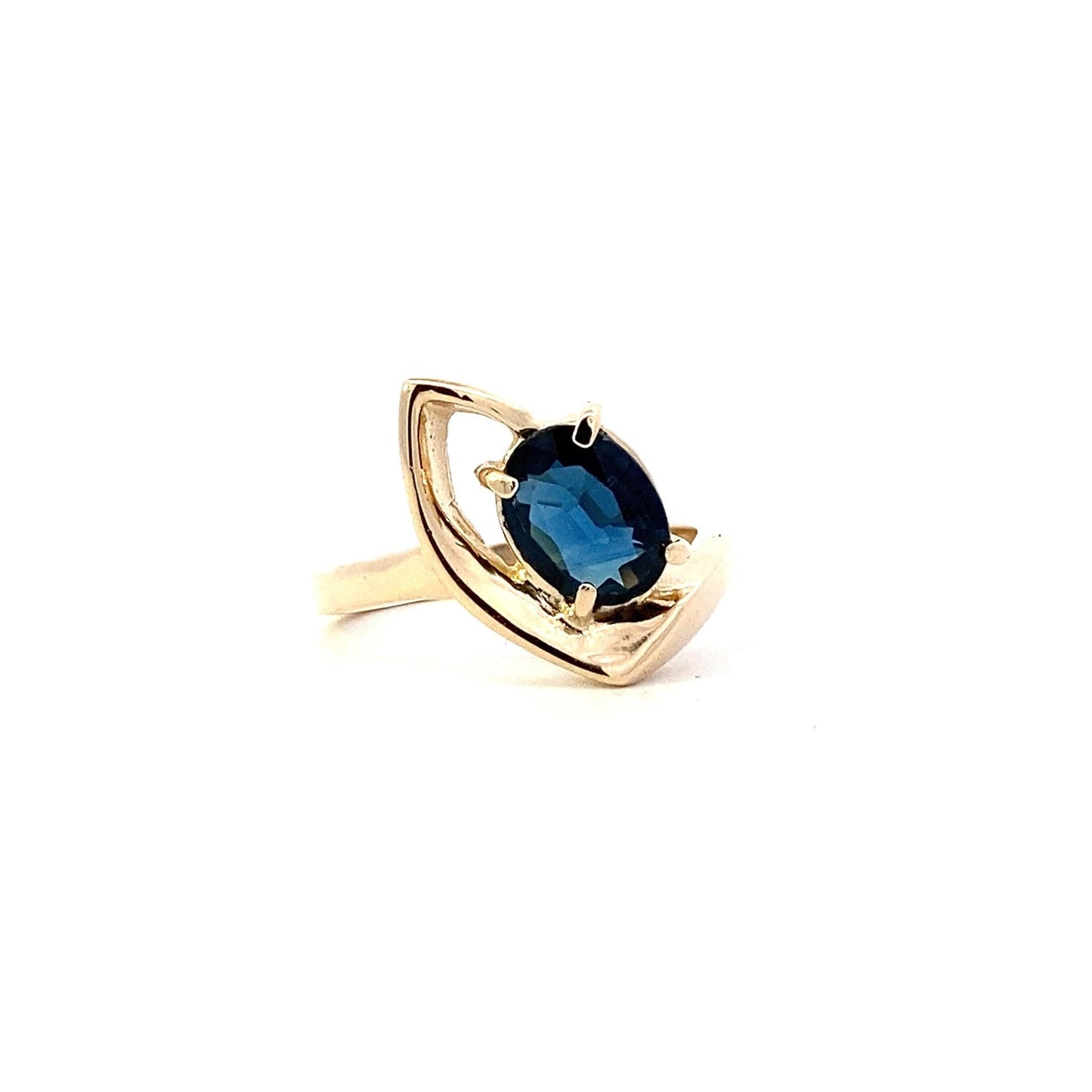10K Yellow Gold 8x6MM Women's Blue Sapphire Ring - ipawnishop.com