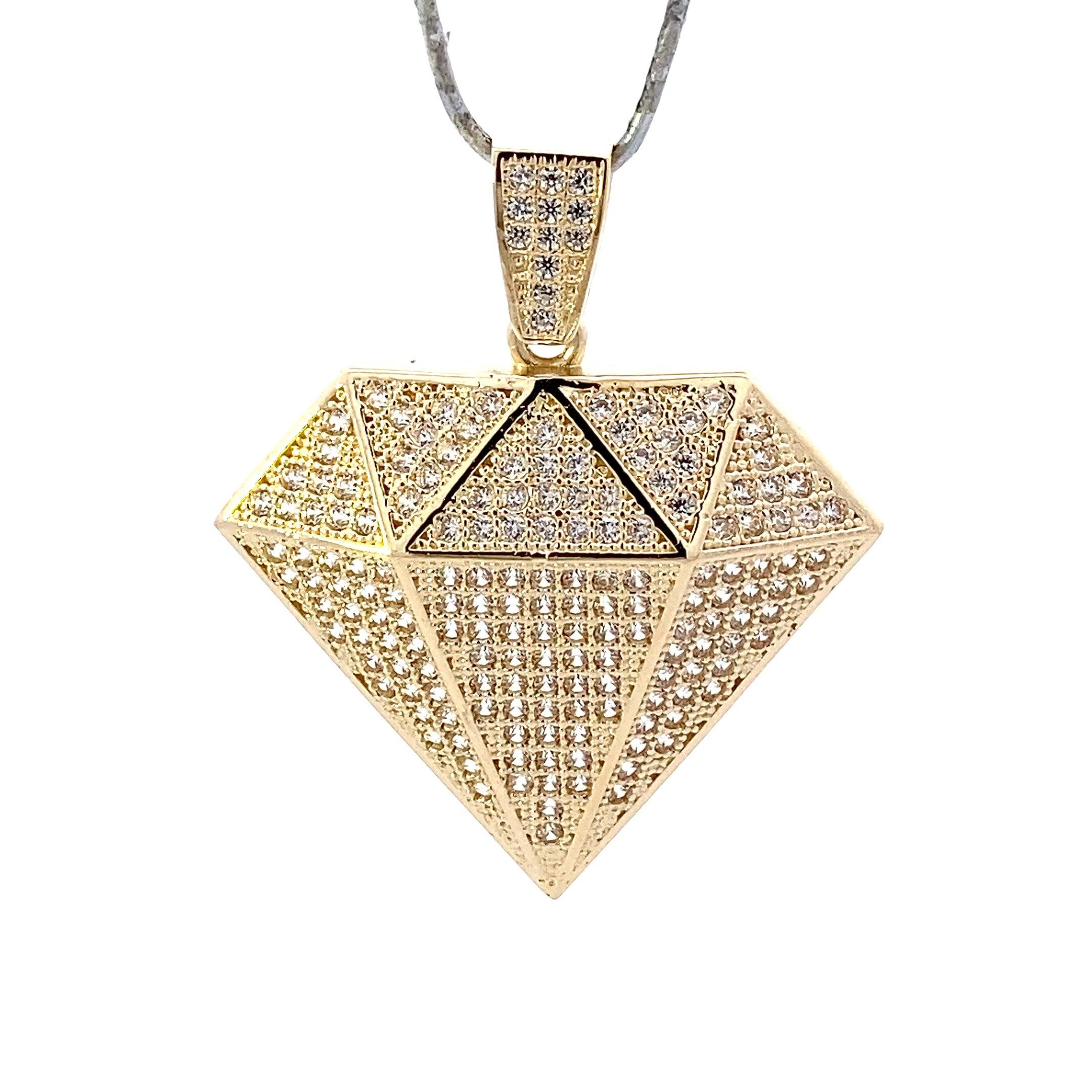 10K Yellow Gold CZ Diamond Shaped Pendant - ipawnishop.com