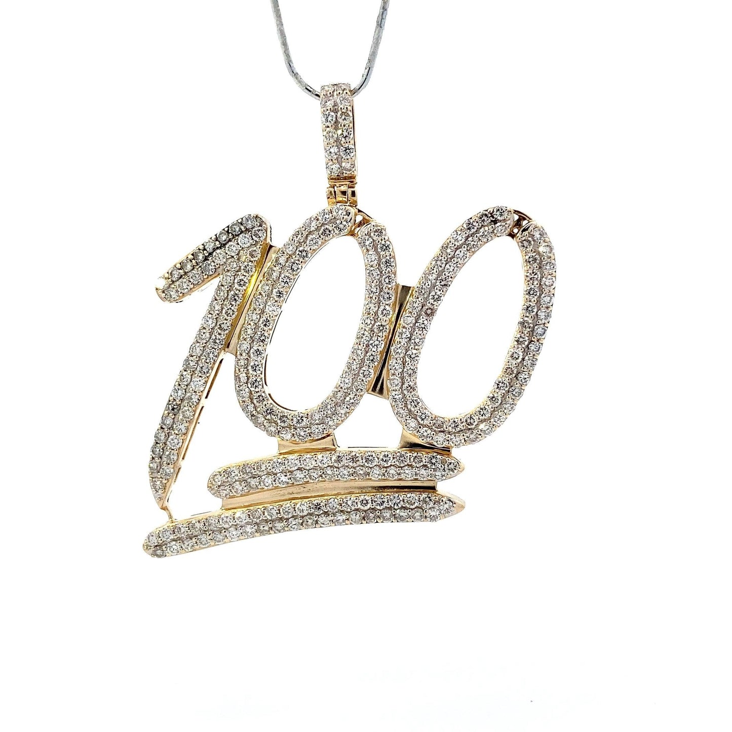 10K Yellow Gold Diamond "100" Pendant - 5.03ct - ipawnishop.com