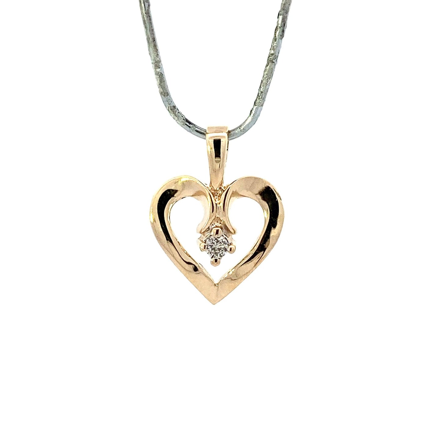 Colgante Corazón Diamante Oro Amarillo 10K - 0.05ct - ipawnishop.com