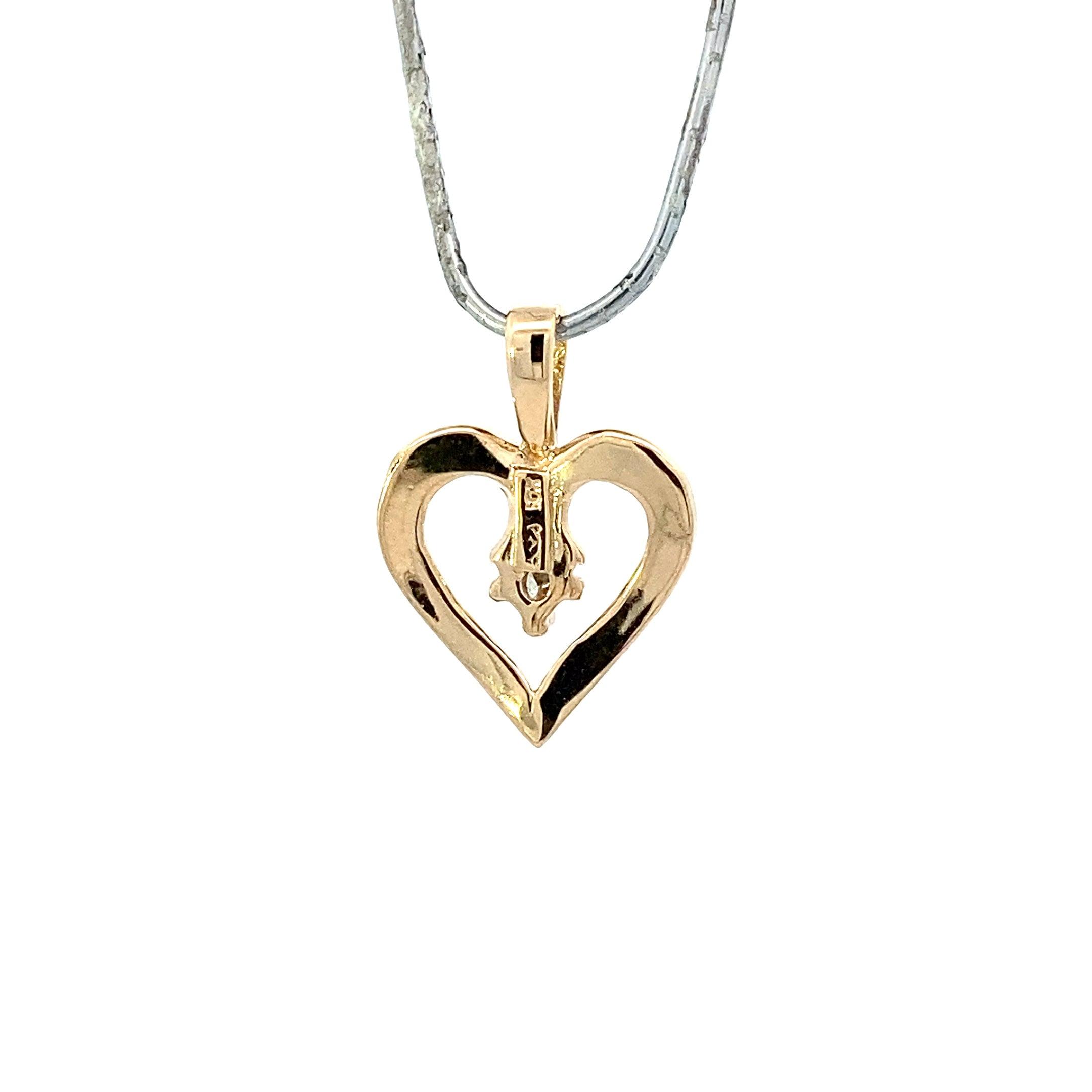 10K Yellow Gold Diamond Heart Pendant - 0.05ct - ipawnishop.com