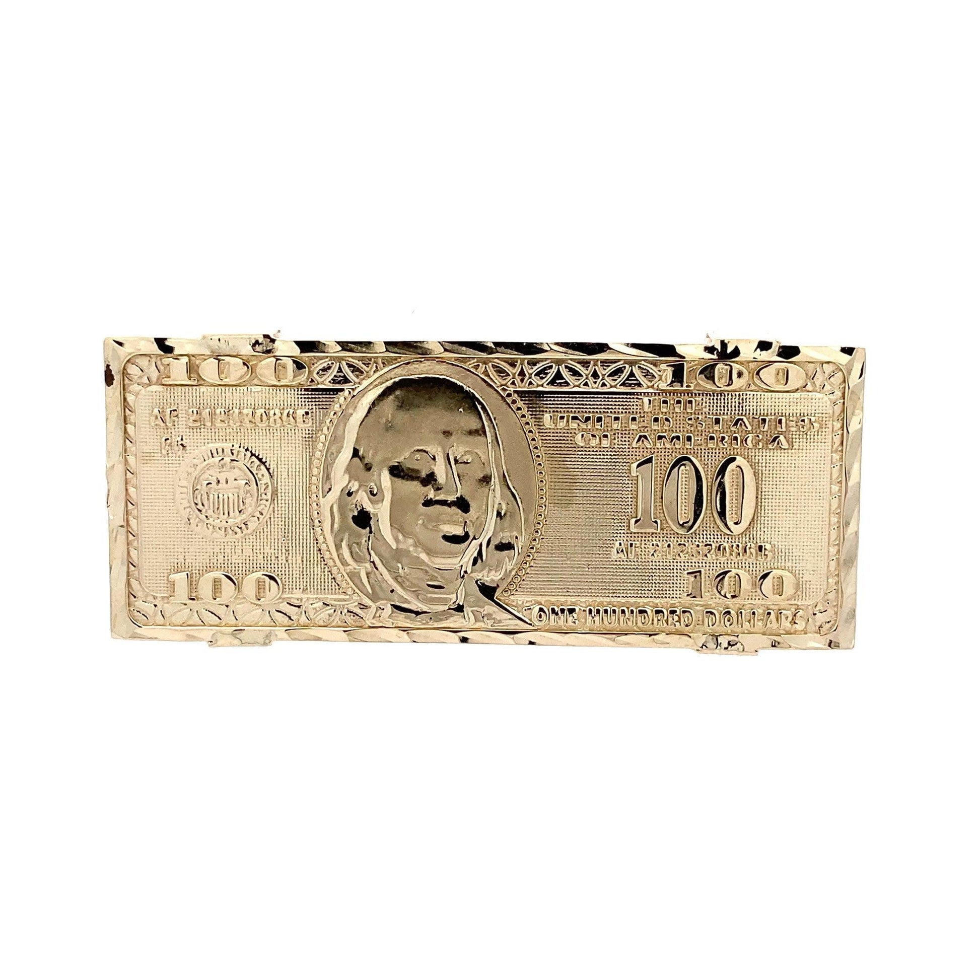 10K Yellow Gold $100 Bill Slide Pendant - ipawnishop.com