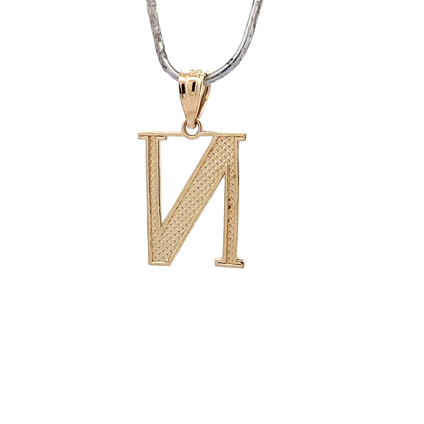 10K Yellow Gold Letter "N" Nugget Pendant - ipawnishop.com