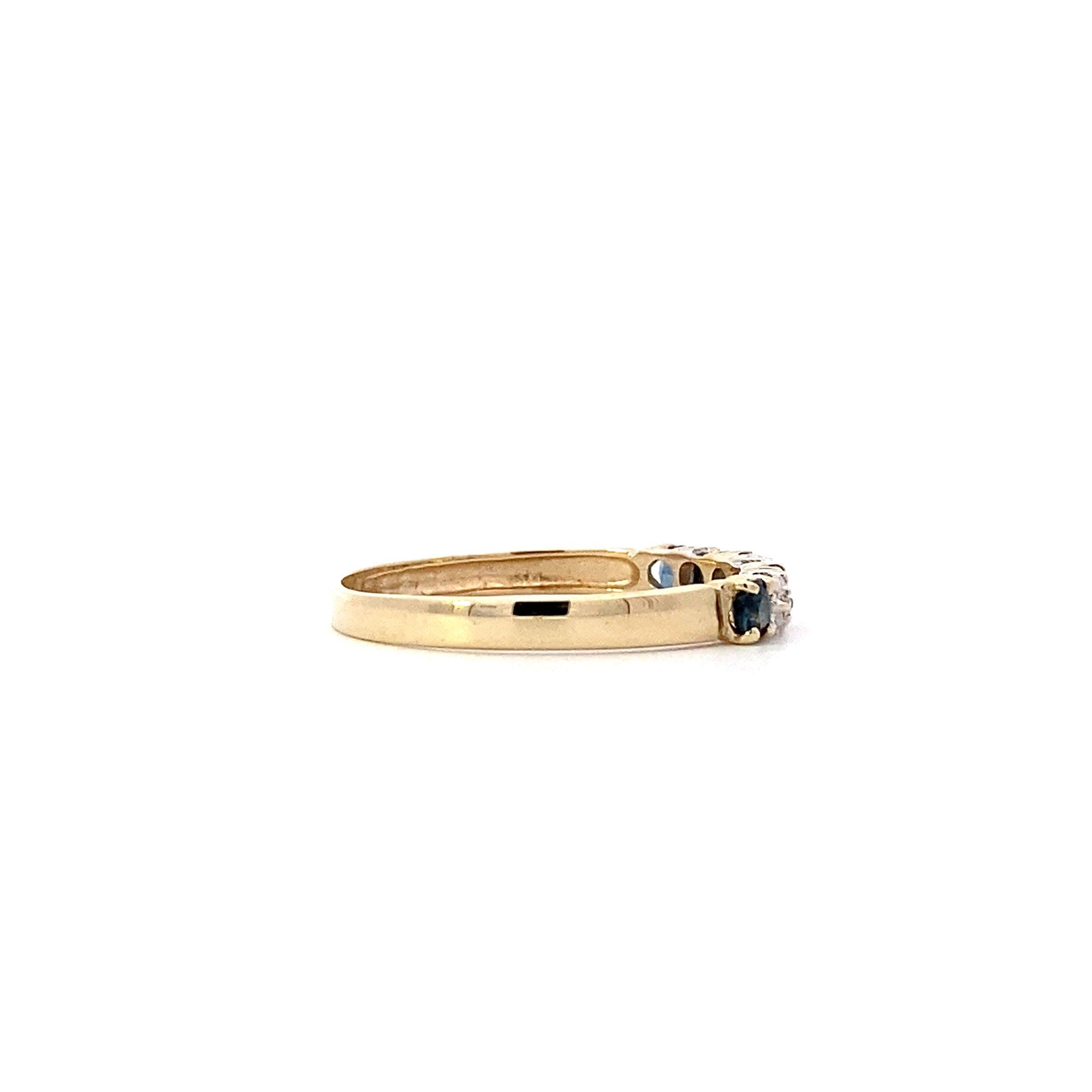 10K Yellow Gold Sapphire Women's Diamond Ring - 0.01ct - ipawnishop.com