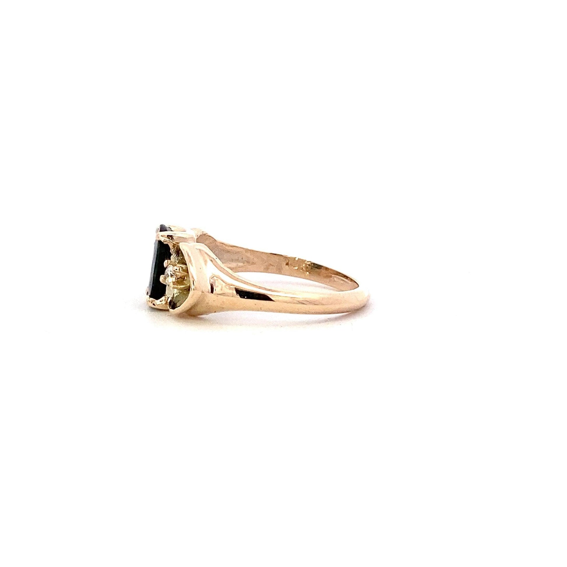 10K Yellow Gold Sapphire Women's Diamond Ring - 0.06ct - ipawnishop.com