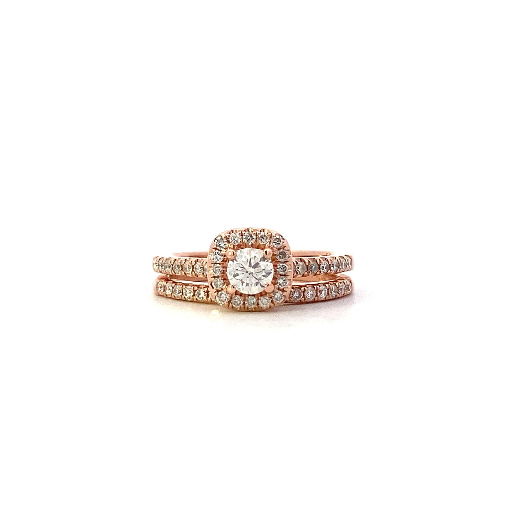 14K Rose Gold Women's Diamond Engagement & Wedding Ring Set - 0.48ct - ipawnishop.com