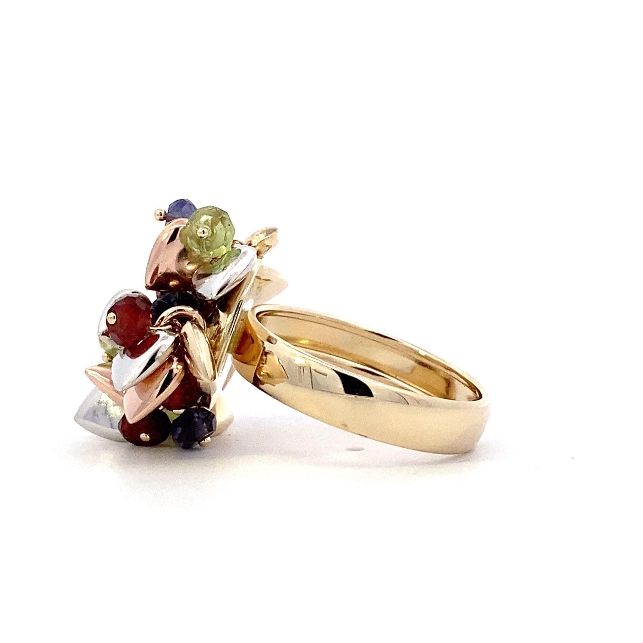 14K Tri-Color Gold Women's Dangle Heart Ring - ipawnishop.com