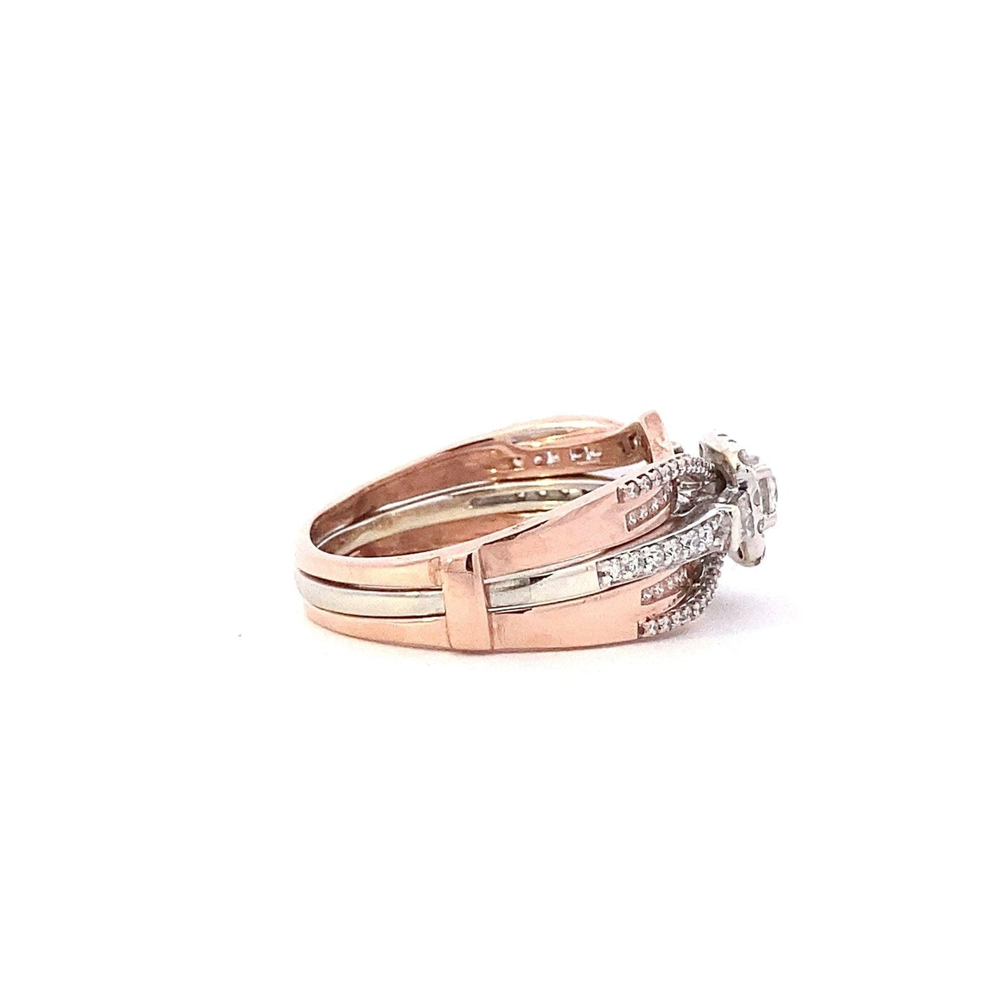 14K White & Rose Gold Diamond Engagement & Wedding Ring Set - 1.26ct - ipawnishop.com