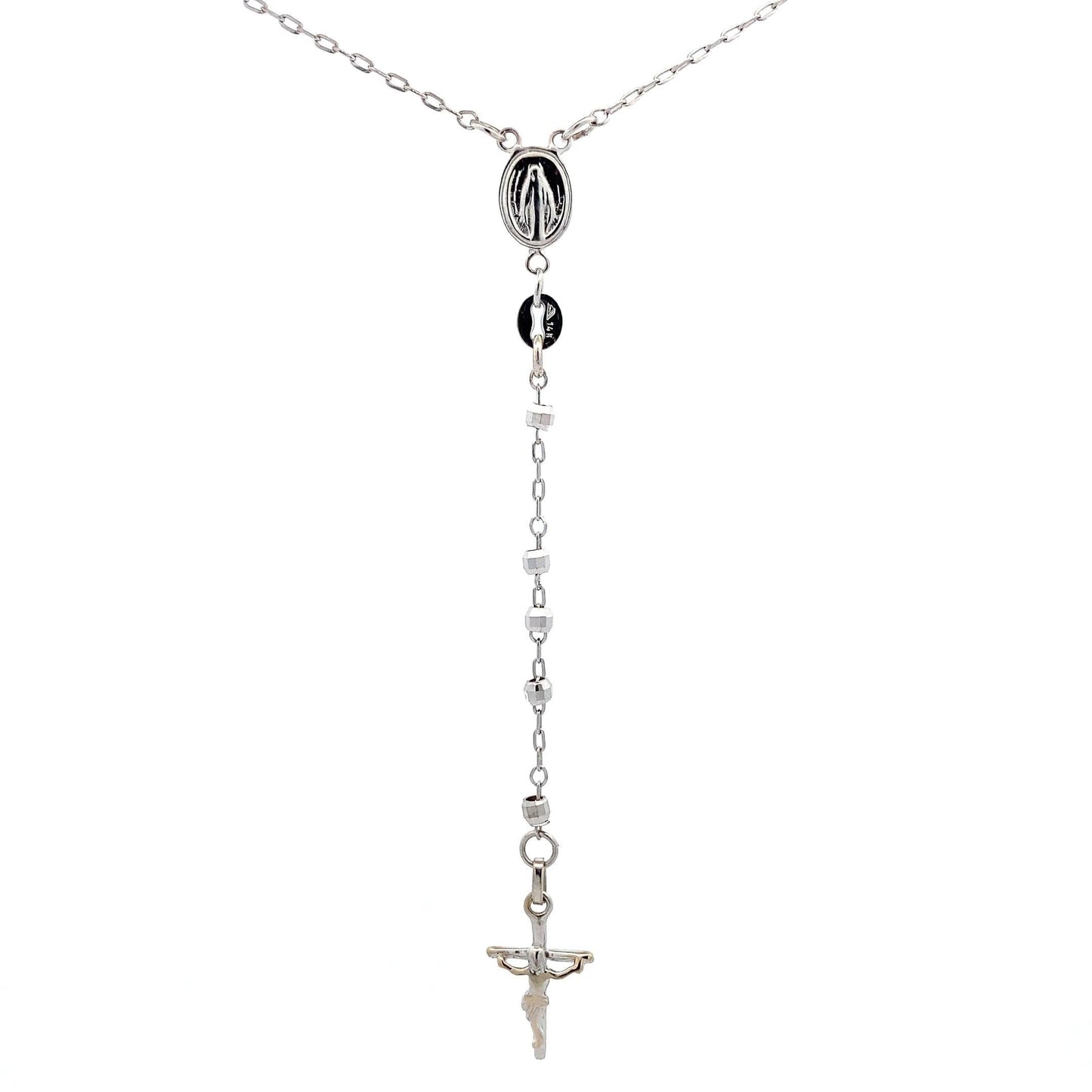 14K White Gold 26" Rosary Necklace - ipawnishop.com