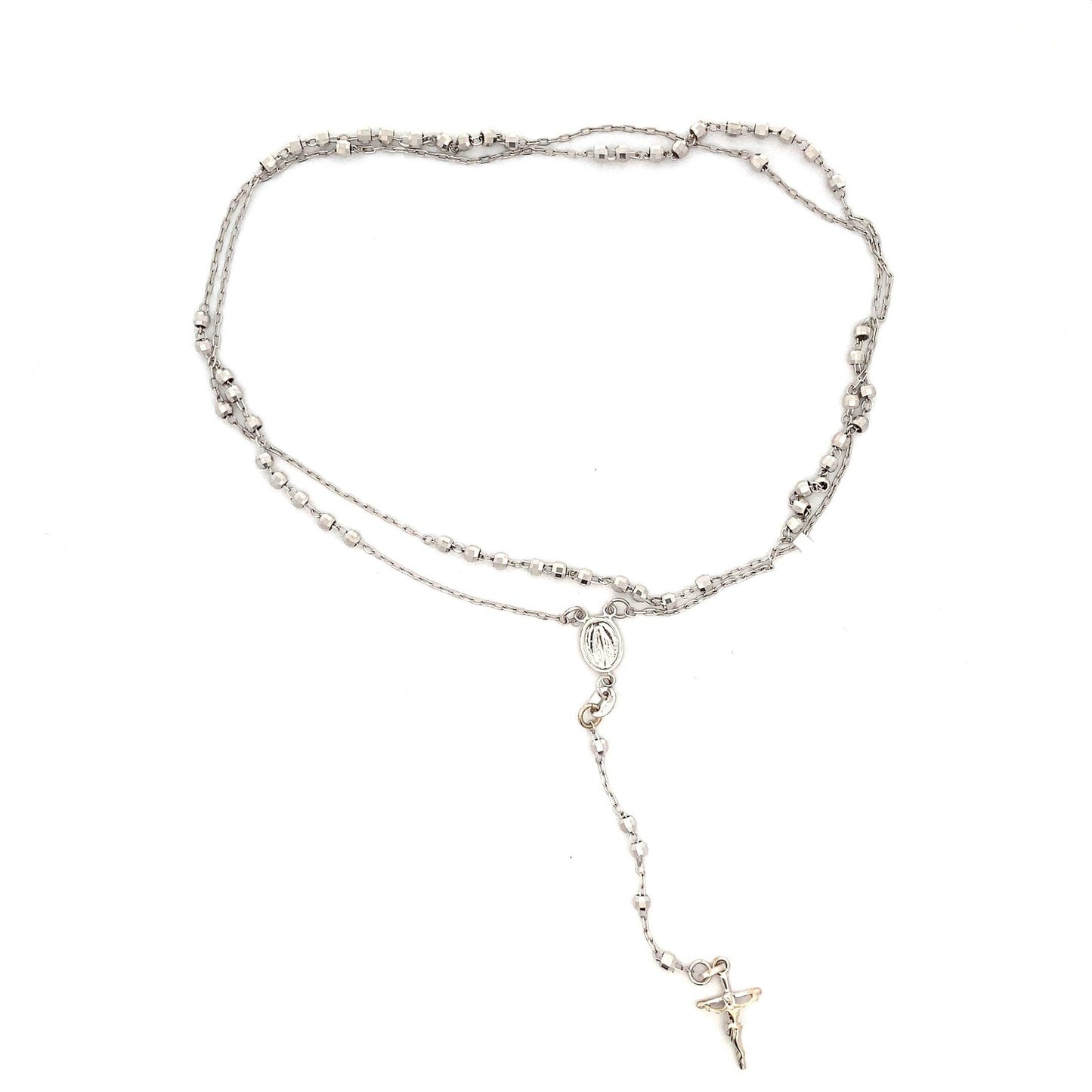 14K White Gold 26" Rosary Necklace - ipawnishop.com
