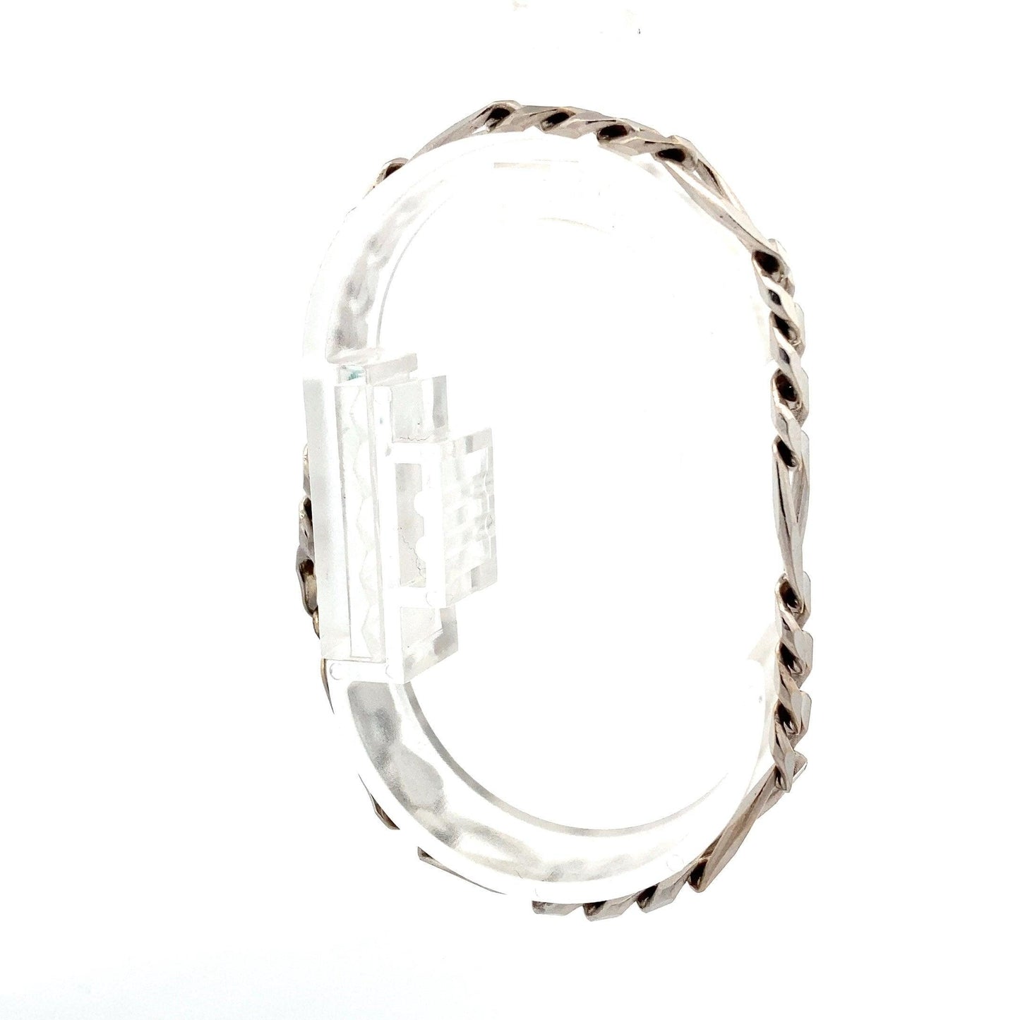 14K White Gold 7.5", 6.8MM Figaro Bracelet - ipawnishop.com