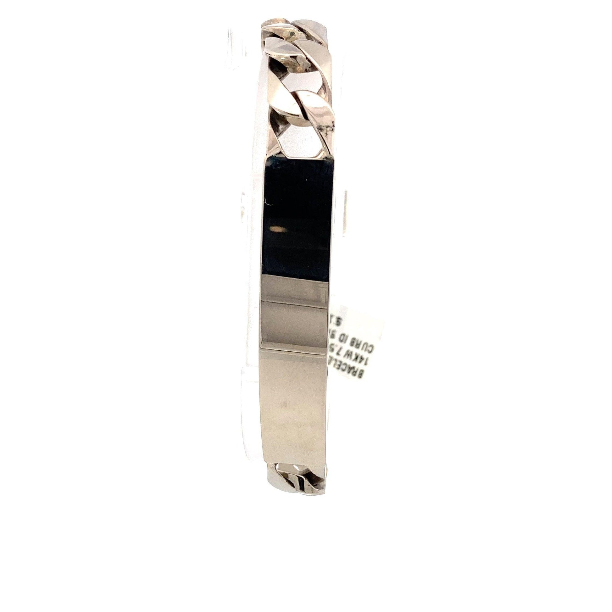 14K White Gold 7.5", 9.2MM Curb ID Bracelet - ipawnishop.com