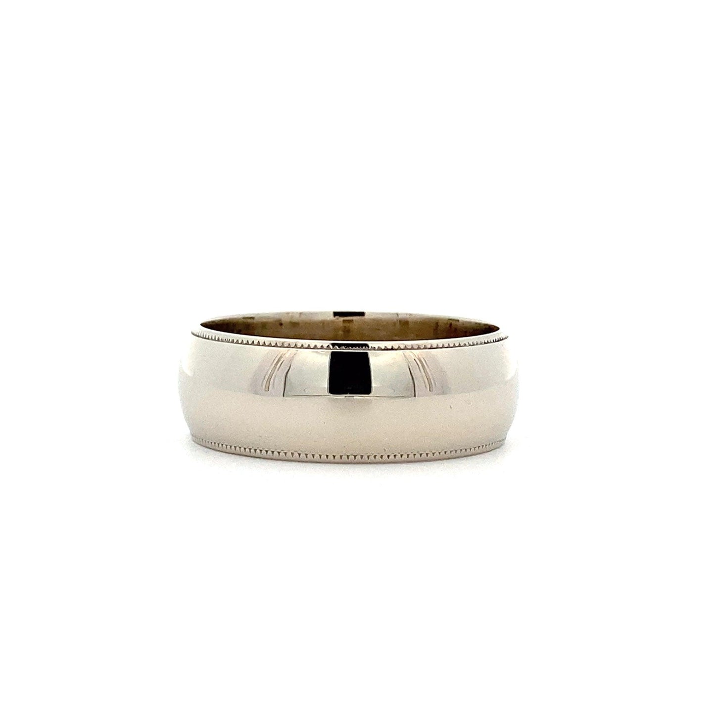 14K White Gold 8MM Milgrain Band - ipawnishop.com