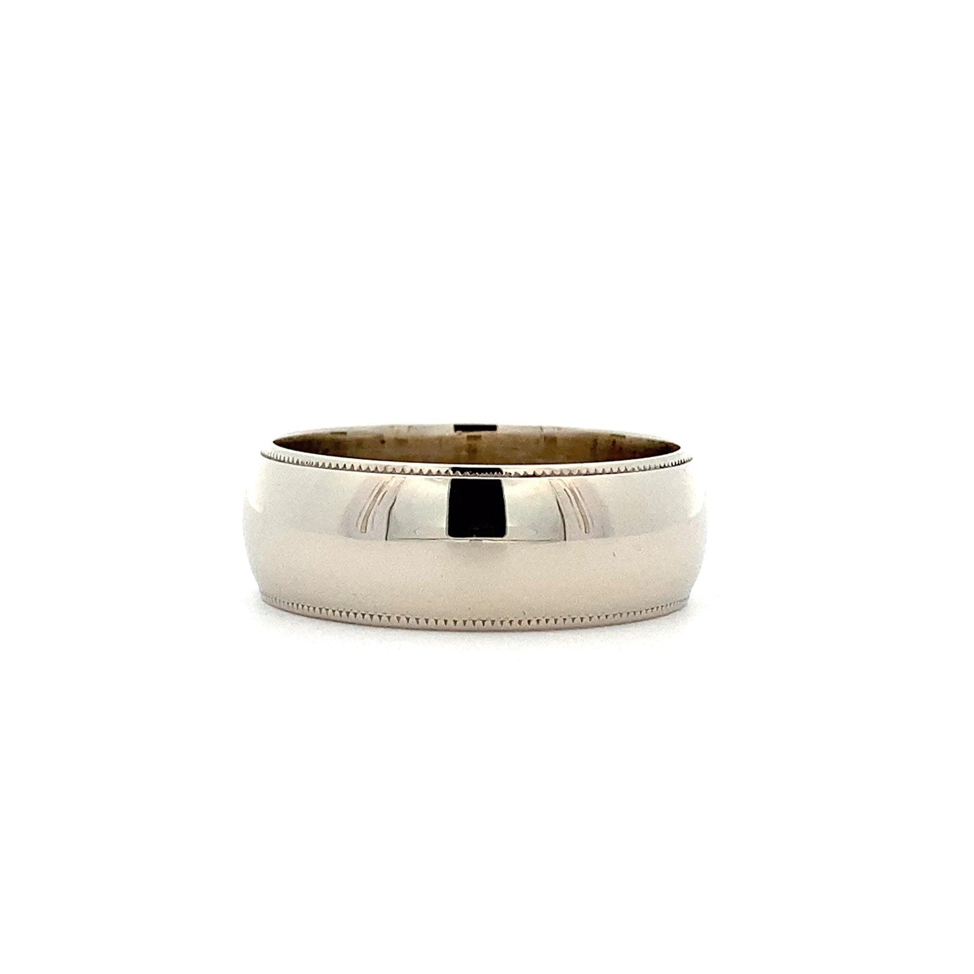 14K White Gold 8MM Milgrain Band - ipawnishop.com