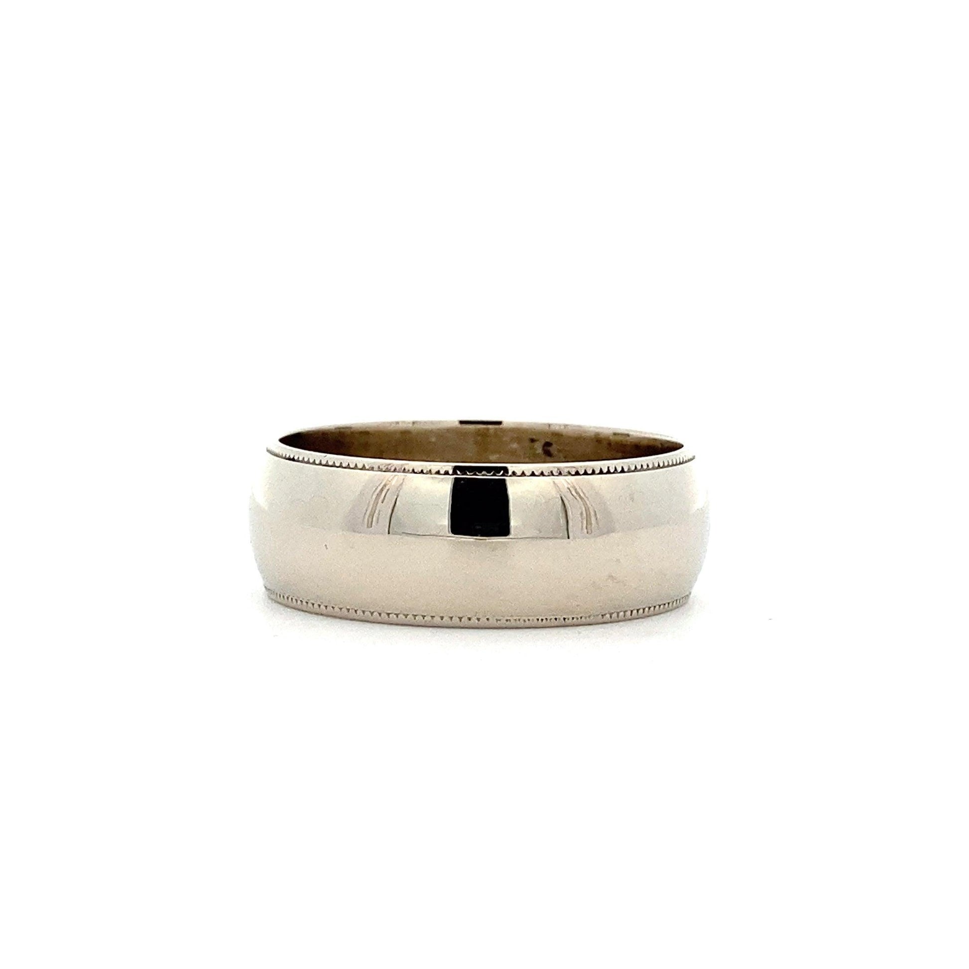 14K White Gold 8MM Milgrain Band - ipawnishop.com