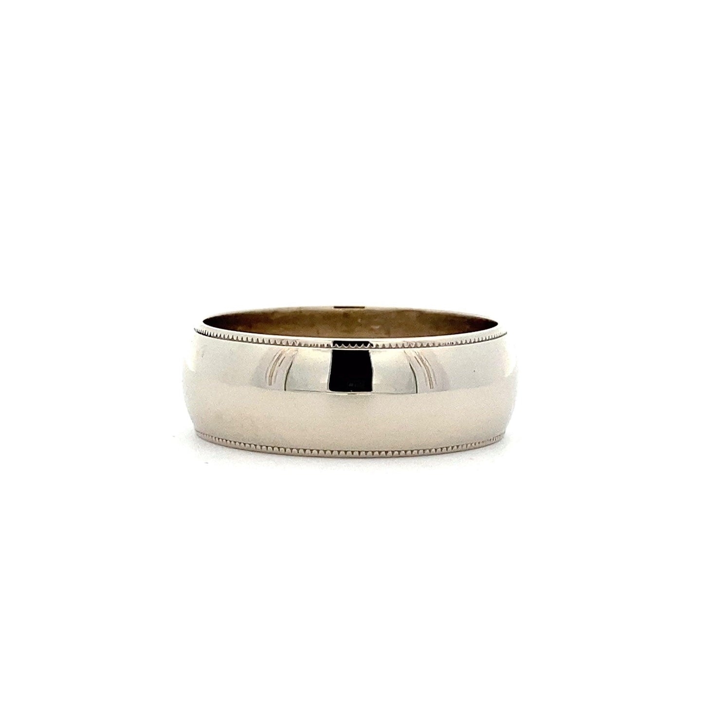 14K White Gold 8MM Milgrain Band - ipawnishop.com