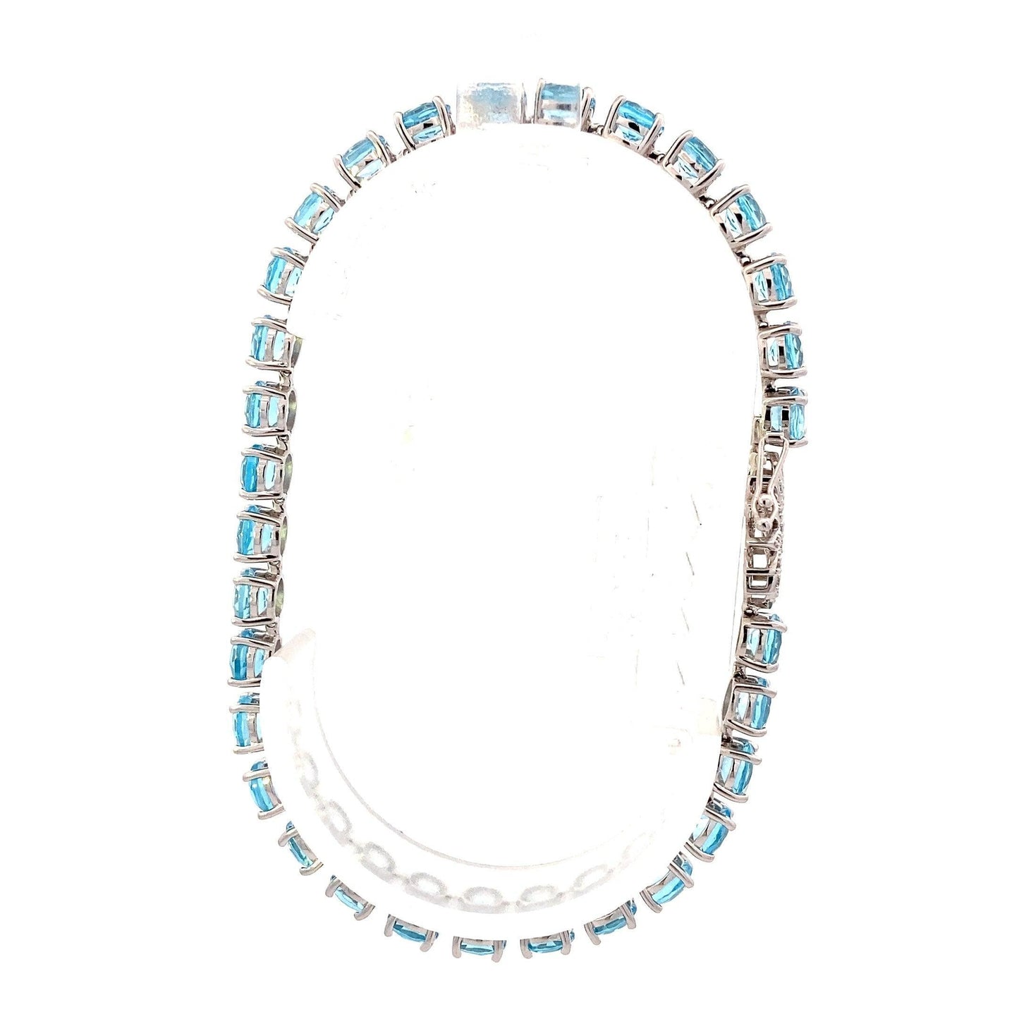 14K White Gold Blue Topaz Diamond Bracelet - 0.10ct - ipawnishop.com