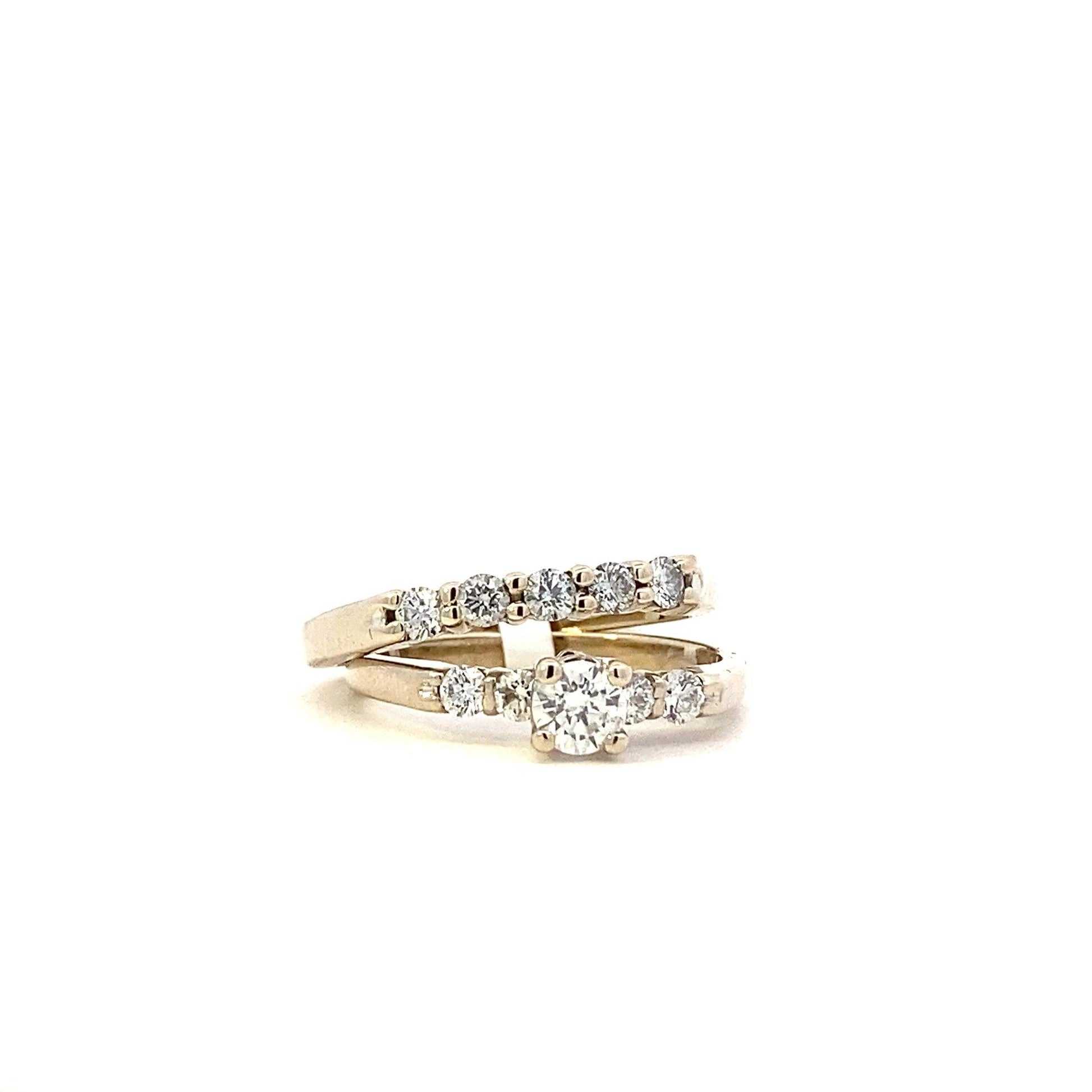 14K Oro Blanco Diamante de Compromiso y Anillo de Boda Set - 0.53ct - ipawnishop.com