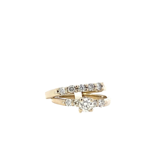 14K White Gold Diamond Engagement & Wedding Ring Set - 0.53ct - ipawnishop.com