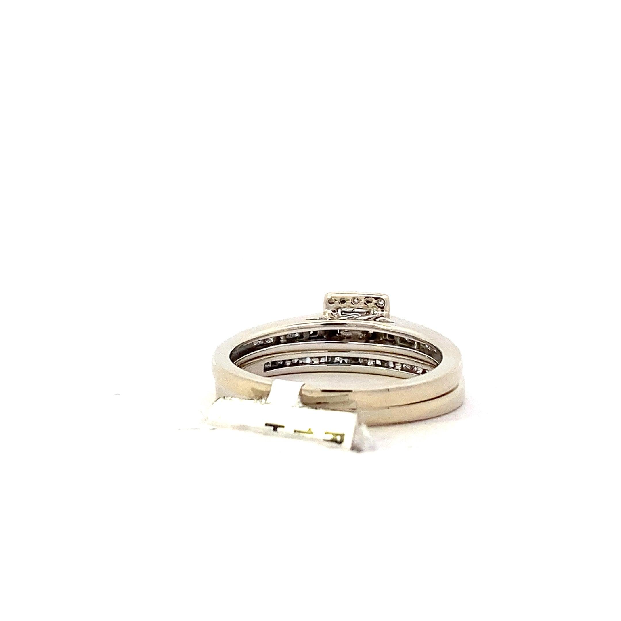 14K White Gold Diamond Engagement & Wedding Ring Set - 0.53ct - ipawnishop.com