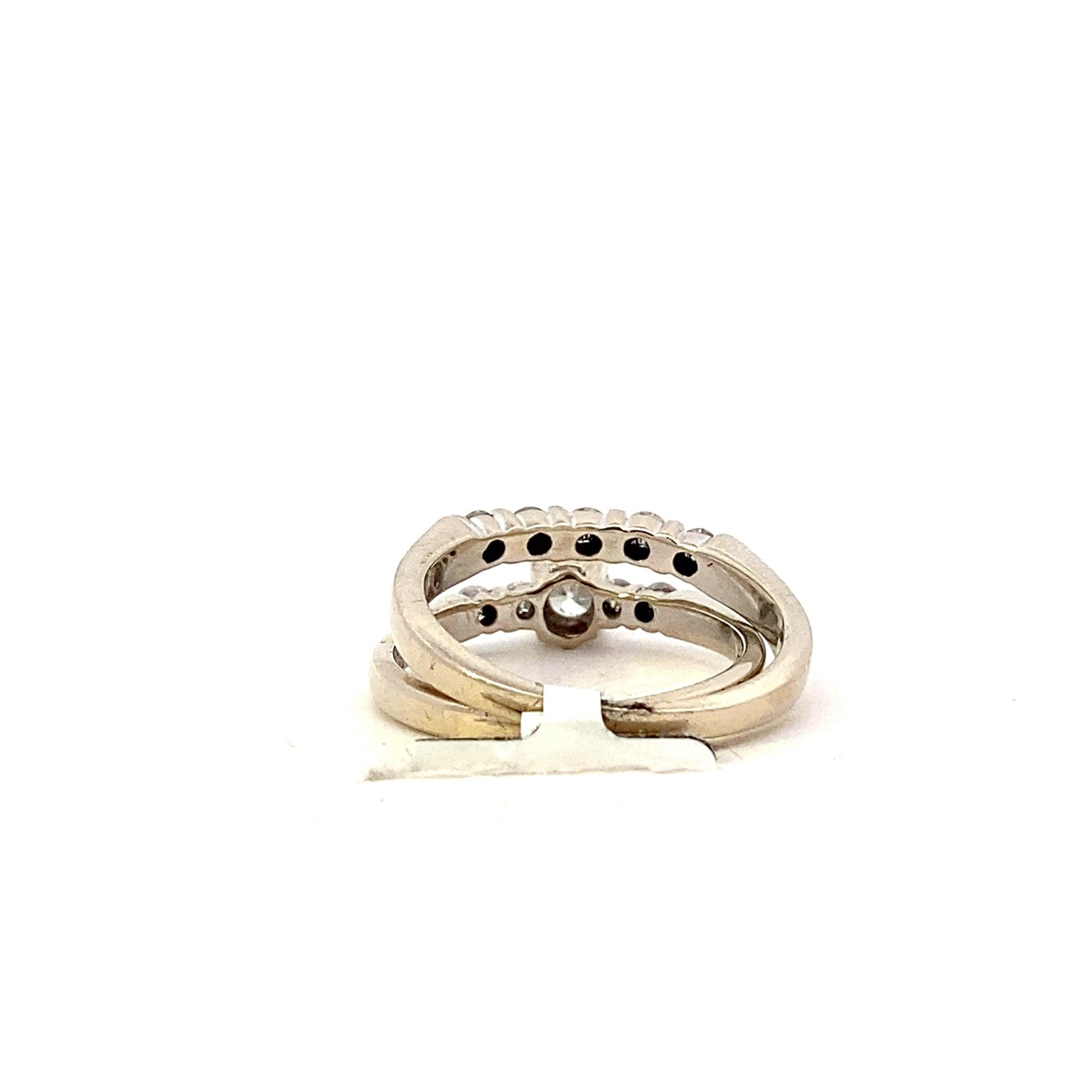14K White Gold Diamond Engagement & Wedding Ring Set - 0.53ct - ipawnishop.com