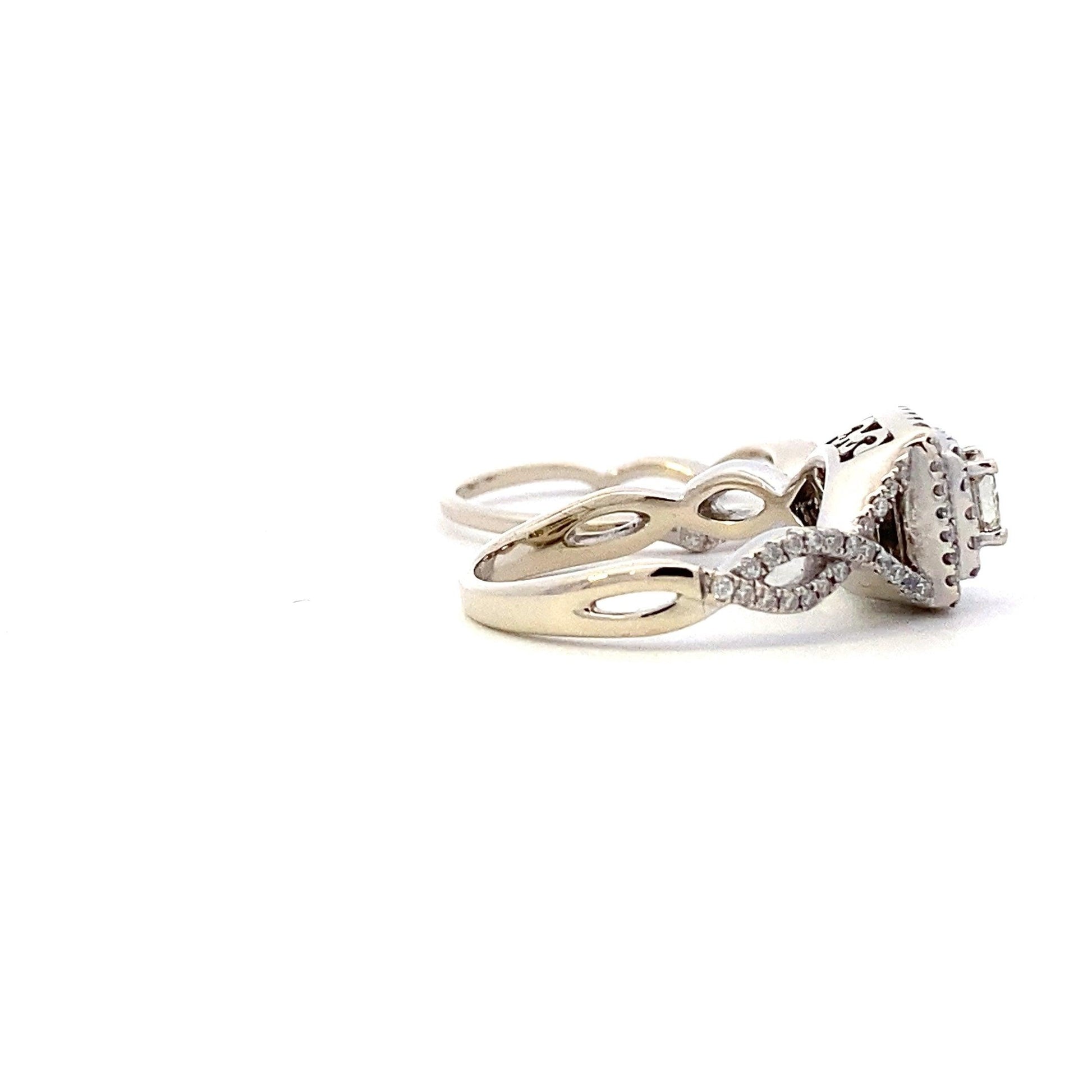 14K White Gold Diamond Engagement & Wedding Ring Set - 0.62ct - ipawnishop.com