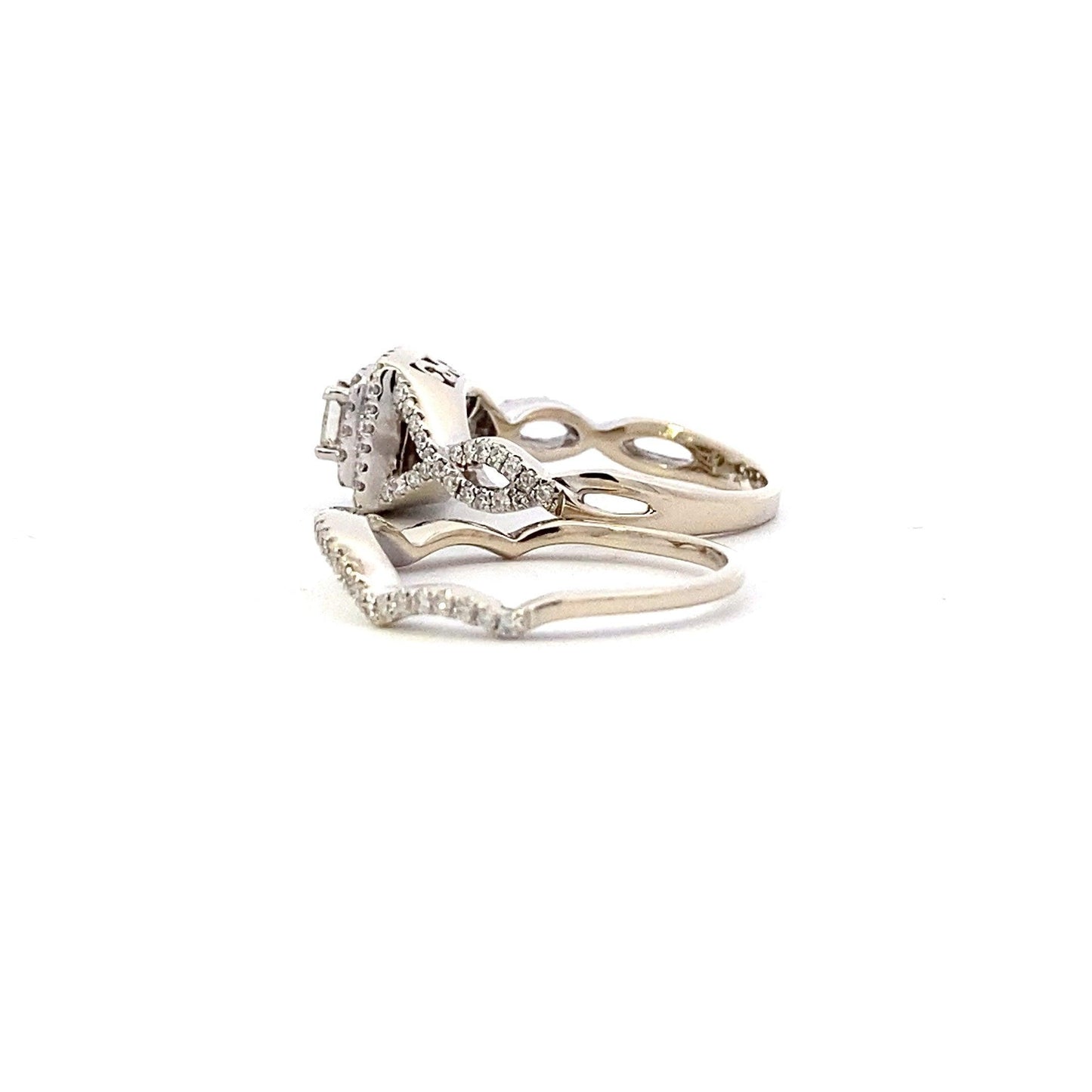 14K White Gold Diamond Engagement & Wedding Ring Set - 0.62ct - ipawnishop.com