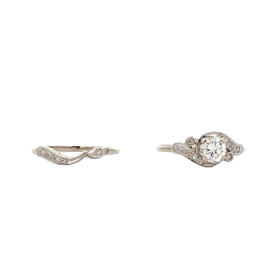 14K White Gold Diamond Engagement & Wedding Ring Set - 0.7ct - ipawnishop.com