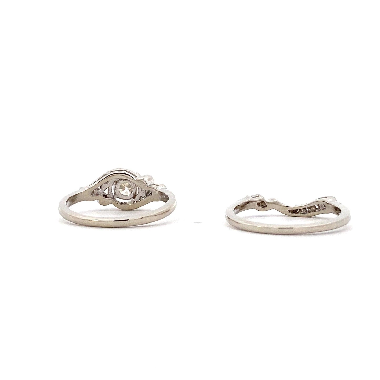14K White Gold Diamond Engagement & Wedding Ring Set - 0.7ct - ipawnishop.com