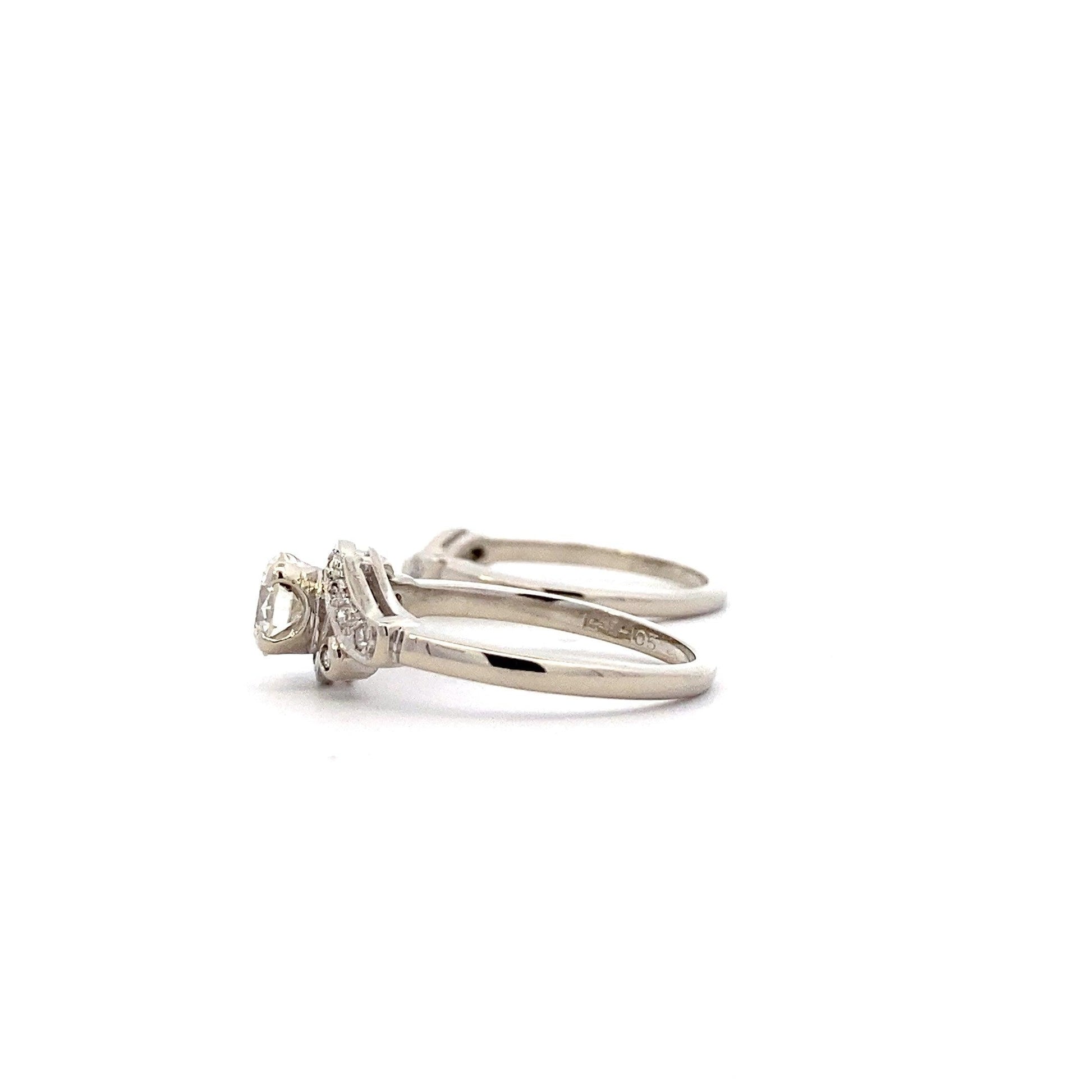 14K White Gold Diamond Engagement & Wedding Ring Set - 0.7ct - ipawnishop.com