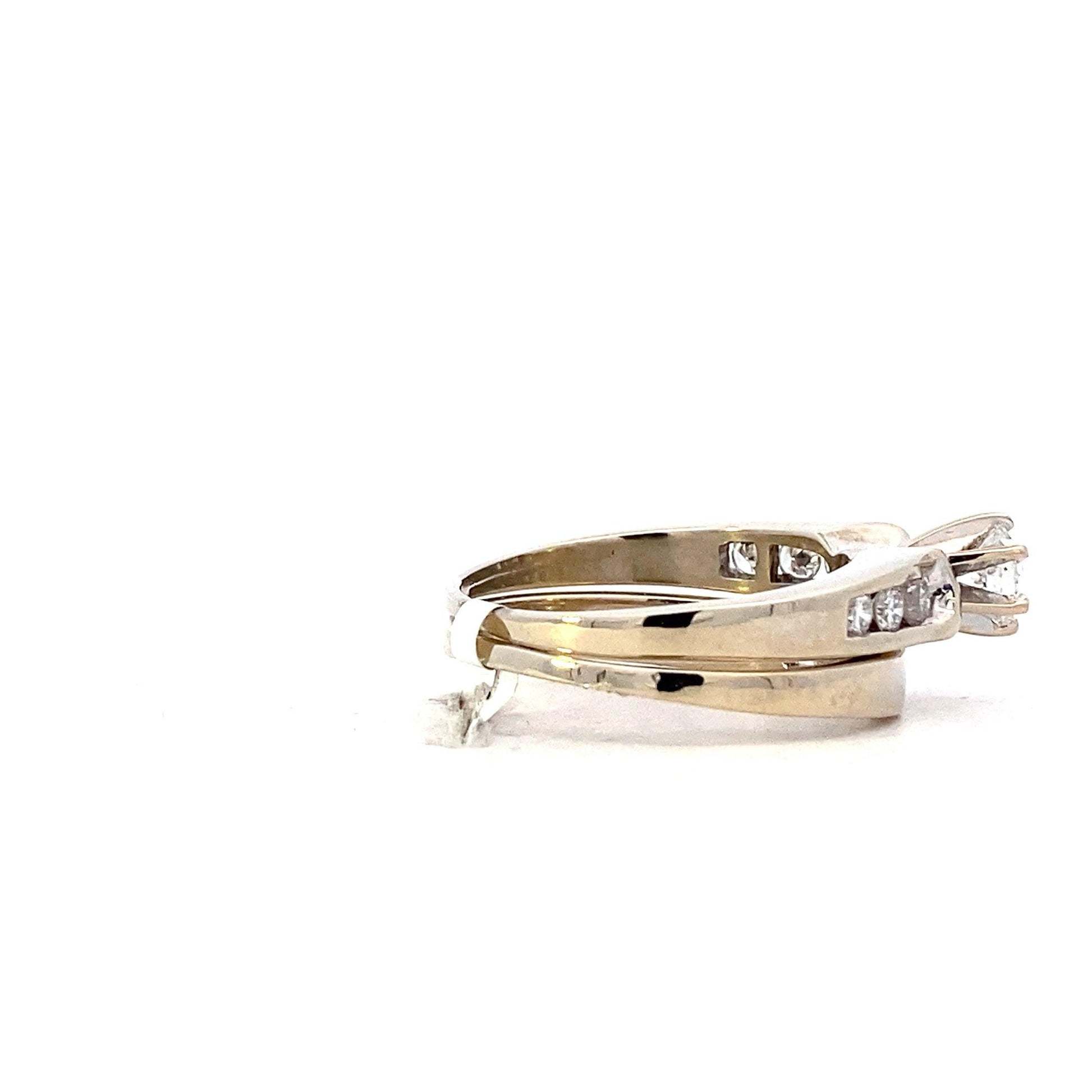14K White Gold Diamond Engagement & Wedding Ring Set - 0.95ct - ipawnishop.com