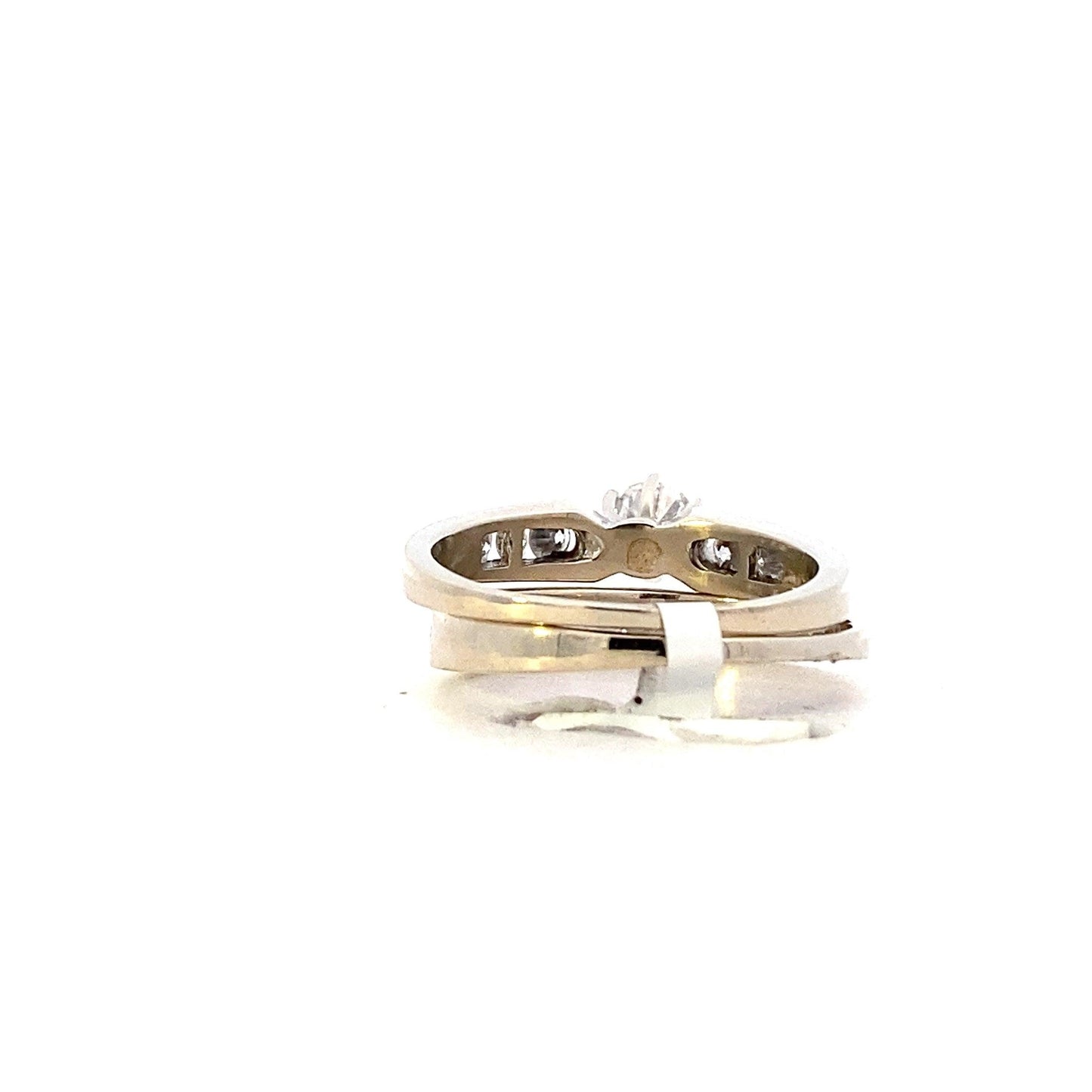 14K White Gold Diamond Engagement & Wedding Ring Set - 0.95ct - ipawnishop.com