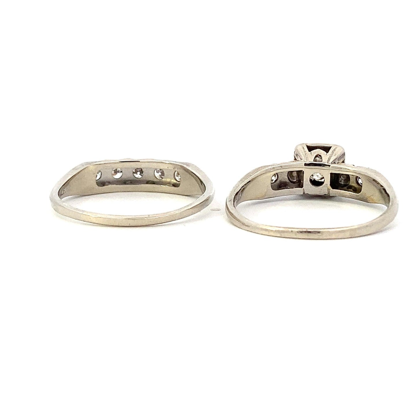 14K White Gold Diamond Engagement & Wedding Ring Set - 1.48ct - ipawnishop.com