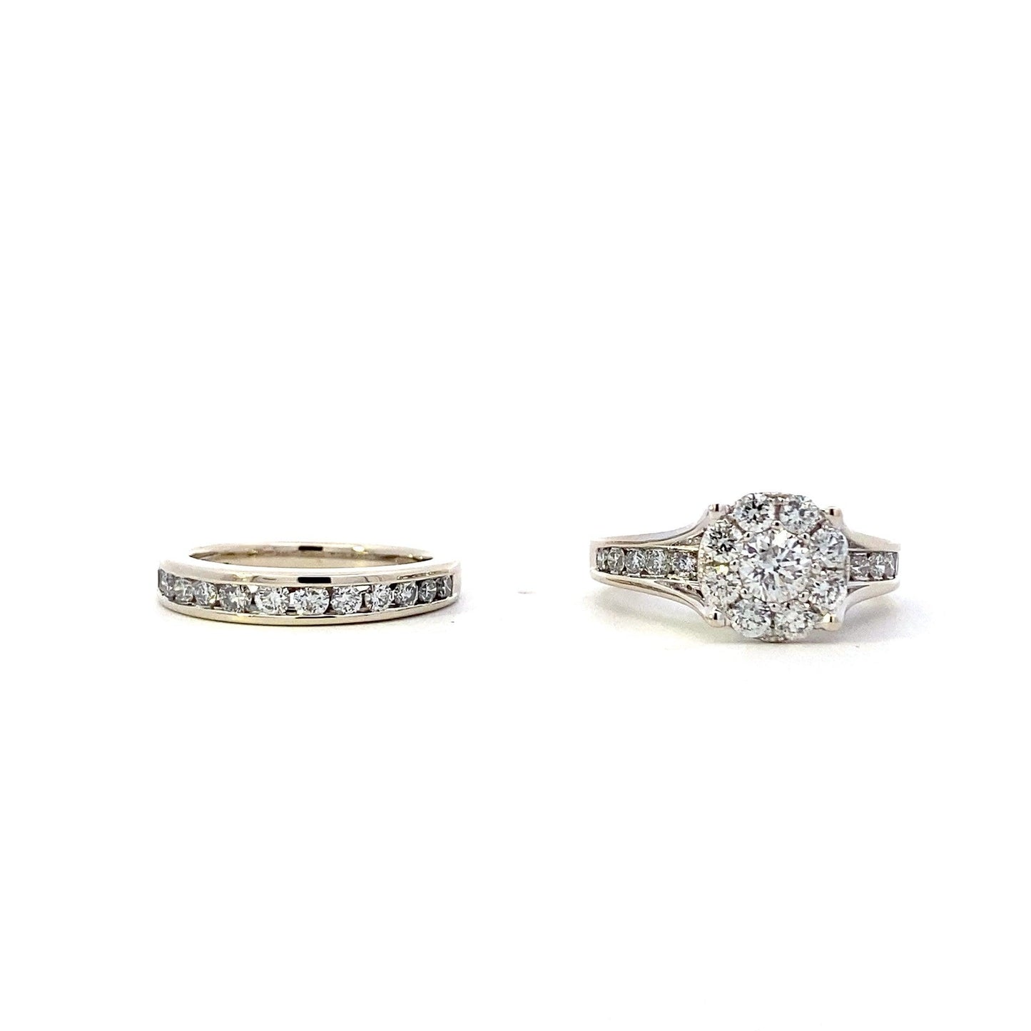 14K White Gold Diamond Engagement & Wedding Ring Set - 1.60ct - ipawnishop.com