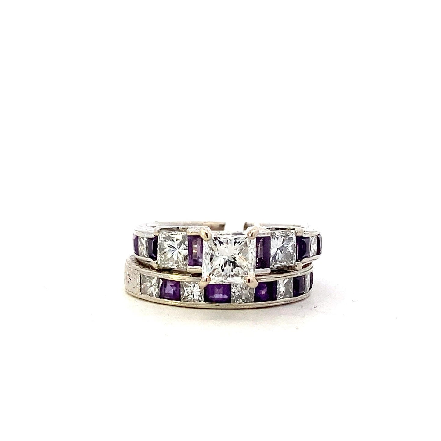 14K White Gold Diamond Engagement & Wedding Ring Set - 2.49ct - ipawnishop.com