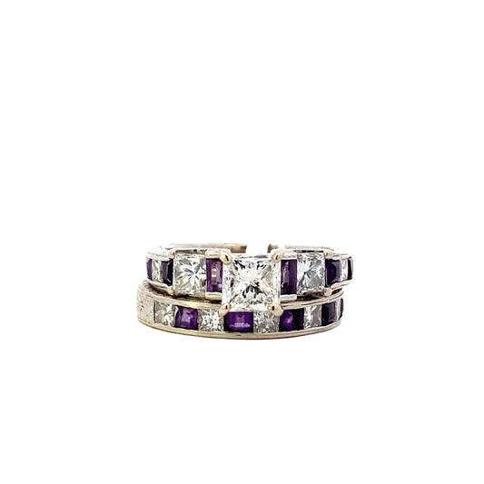 14K White Gold Diamond Engagement & Wedding Ring Set - 2.49ct - ipawnishop.com