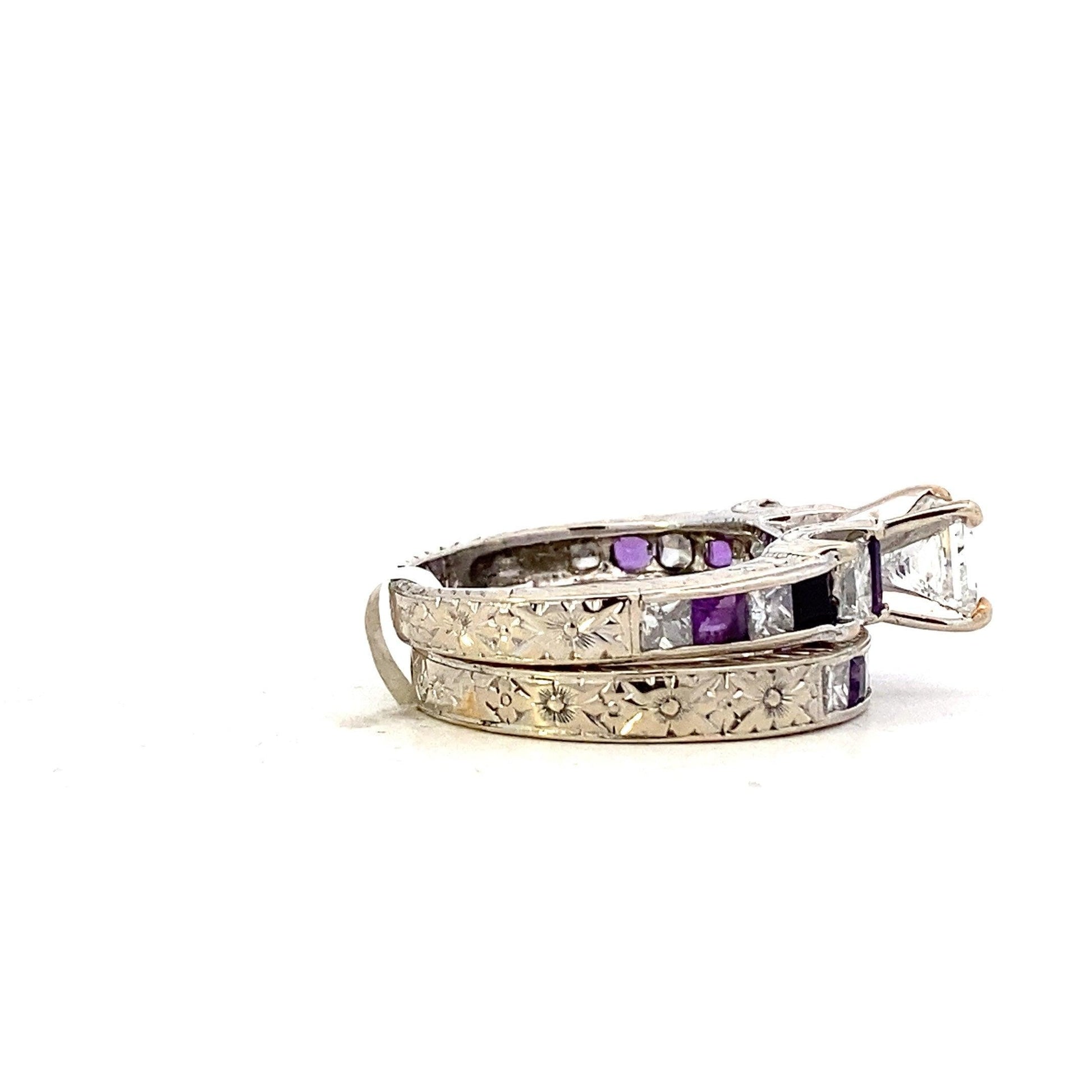 14K White Gold Diamond Engagement & Wedding Ring Set - 2.49ct - ipawnishop.com