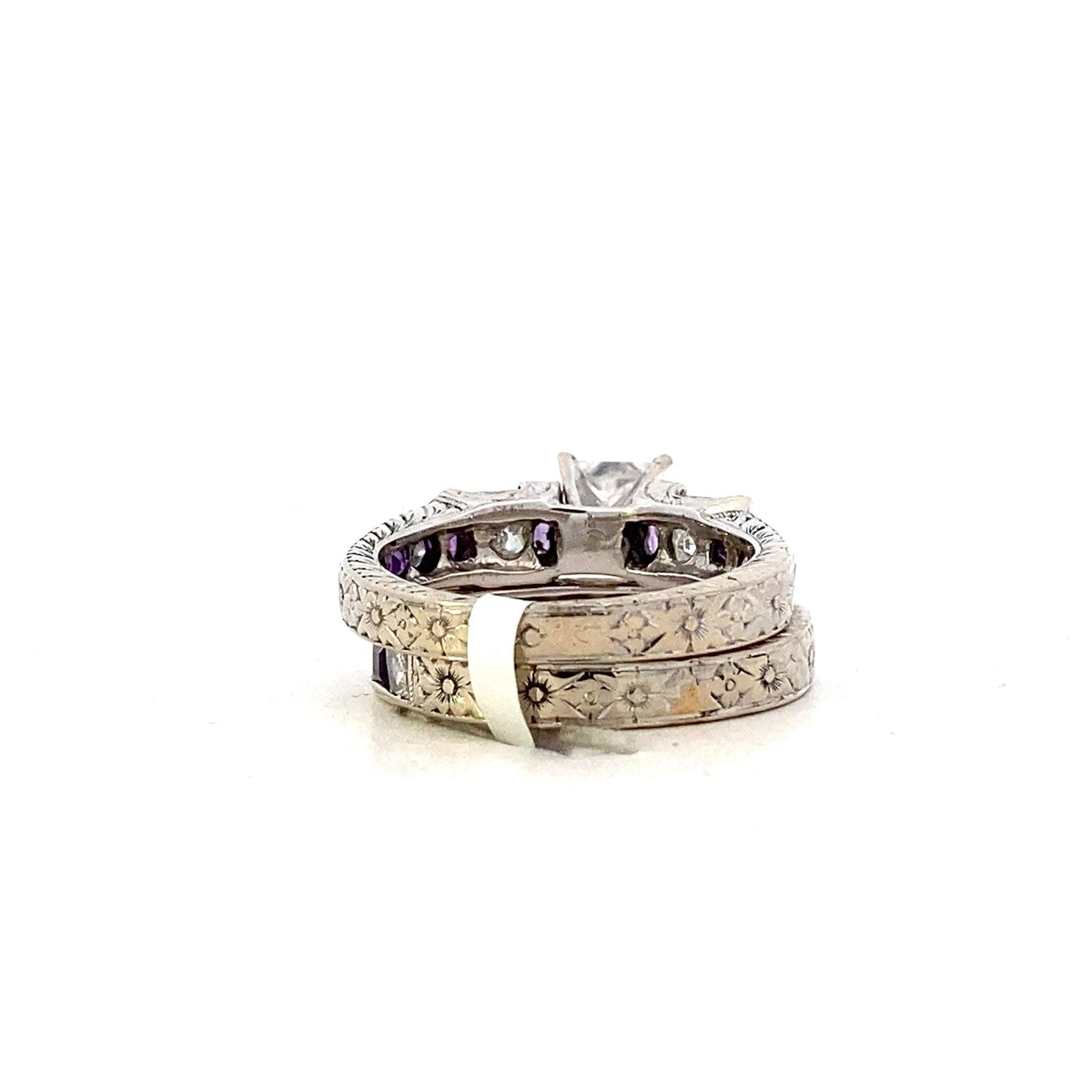 14K White Gold Diamond Engagement & Wedding Ring Set - 2.49ct - ipawnishop.com