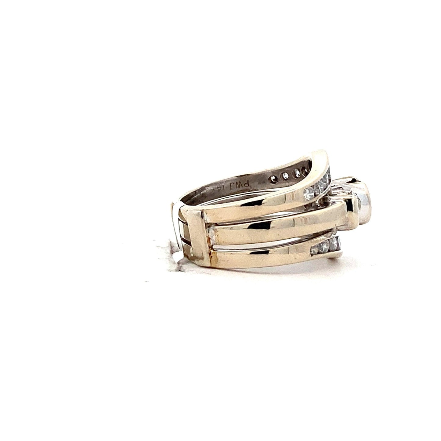 14K White Gold Diamond Engagement & Wedding Ring Set With Guard - 1.75ct - ipawnishop.com