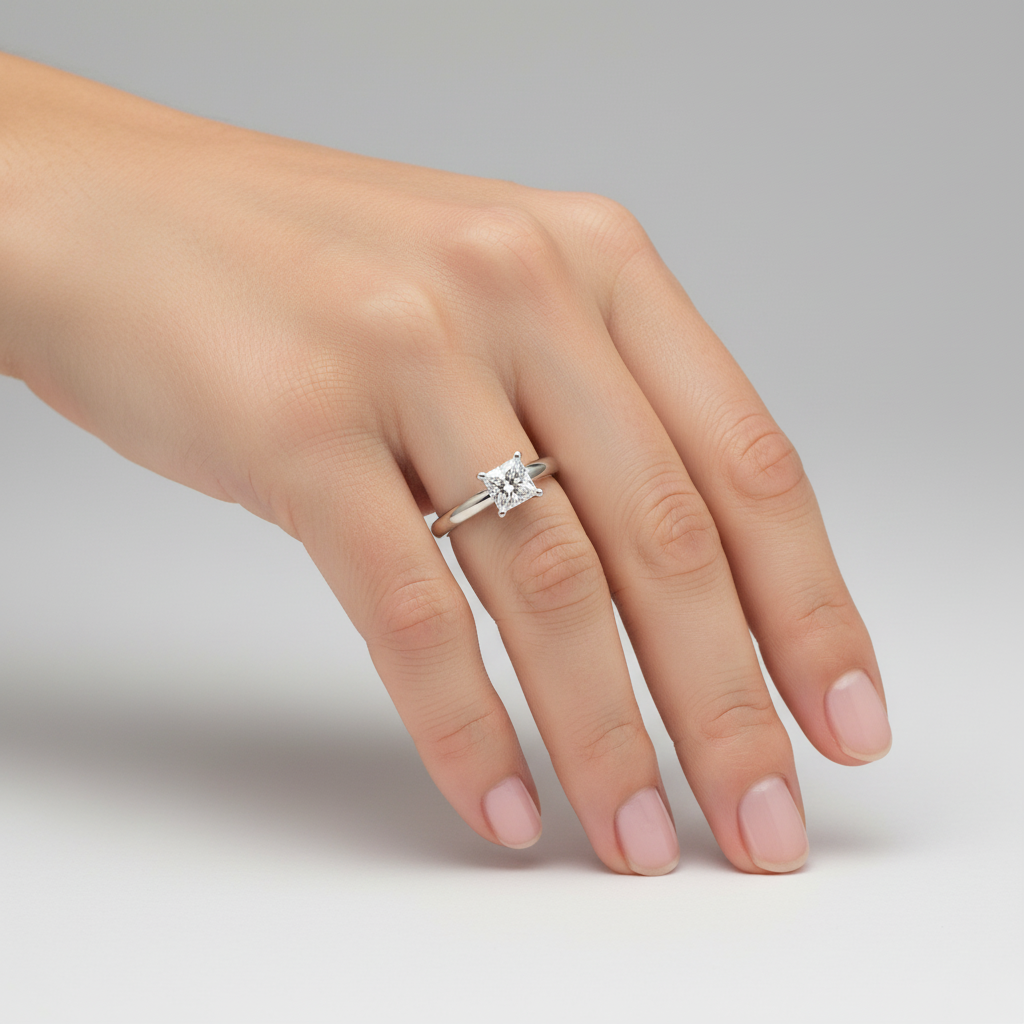 14K White Gold Diamond Solitaire Women's Ring - 0.70ct