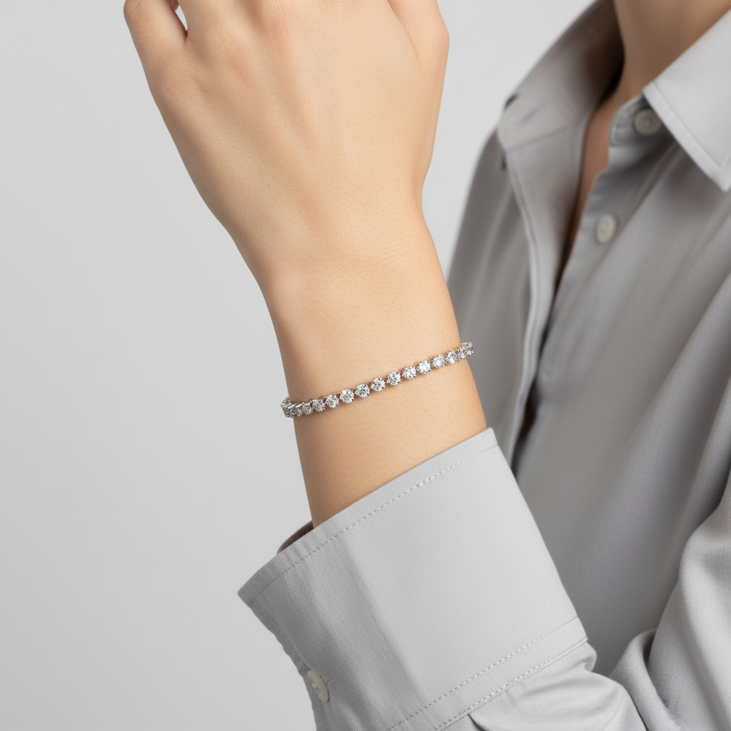 14K White Gold Diamond Tennis Bracelet - 5.59 CT