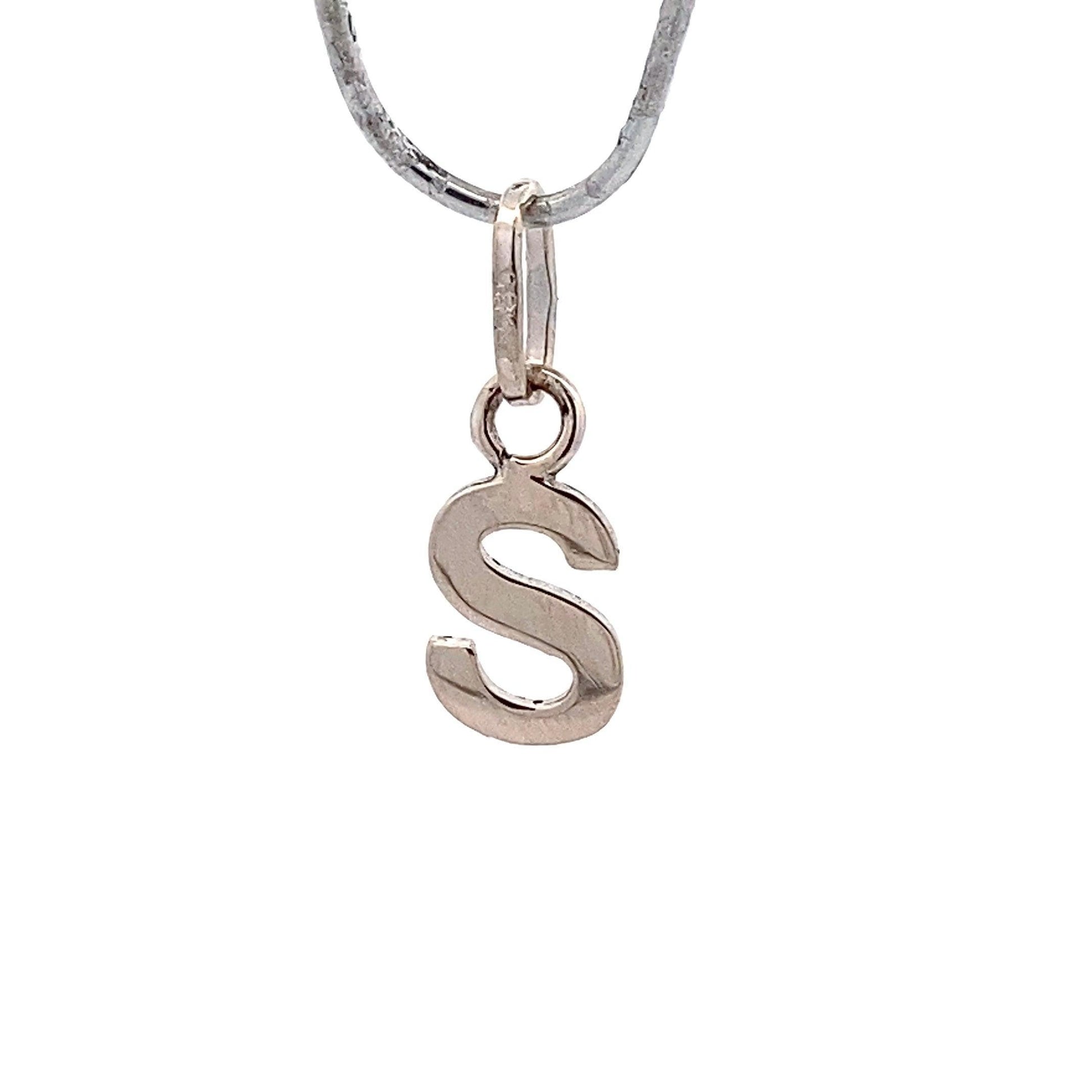 14K White Gold Letter "S" Pendant - ipawnishop.com