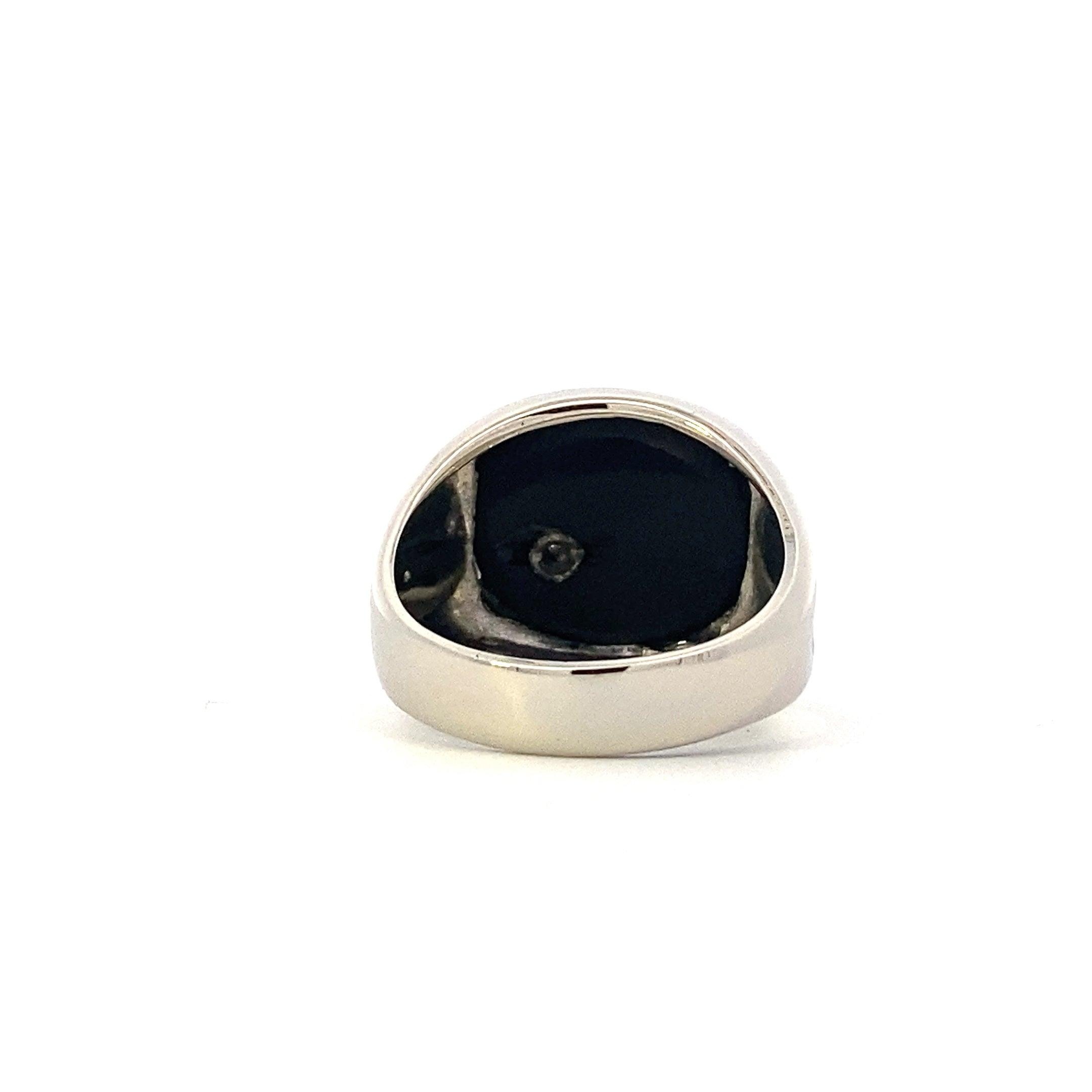 14K White Gold Onyx Men's Diamond Ring - 0.05ct - ipawnishop.com