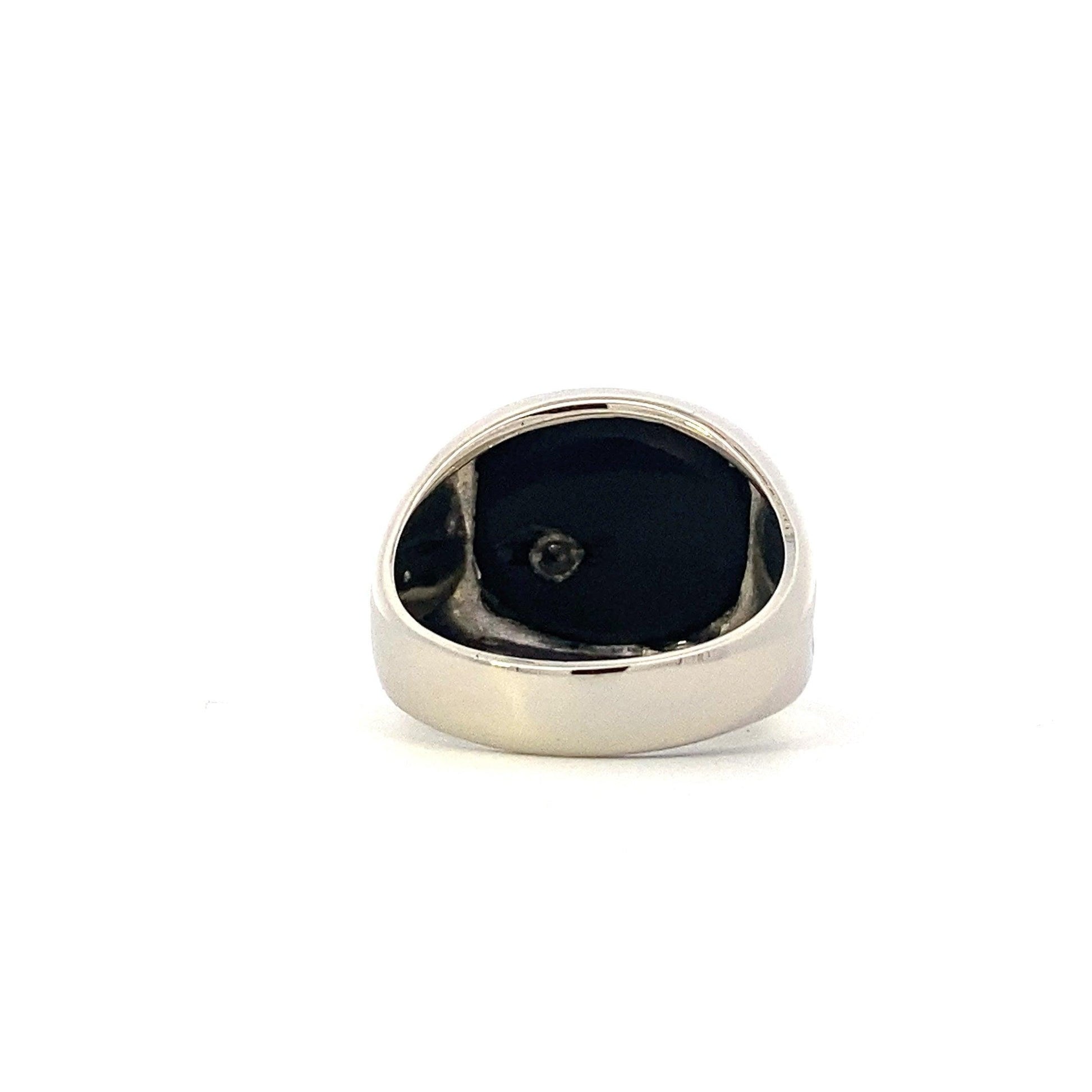 14K Oro Blanco Anillo de Diamantes Onyx Hombres - 0.05ct - ipawnishop.com